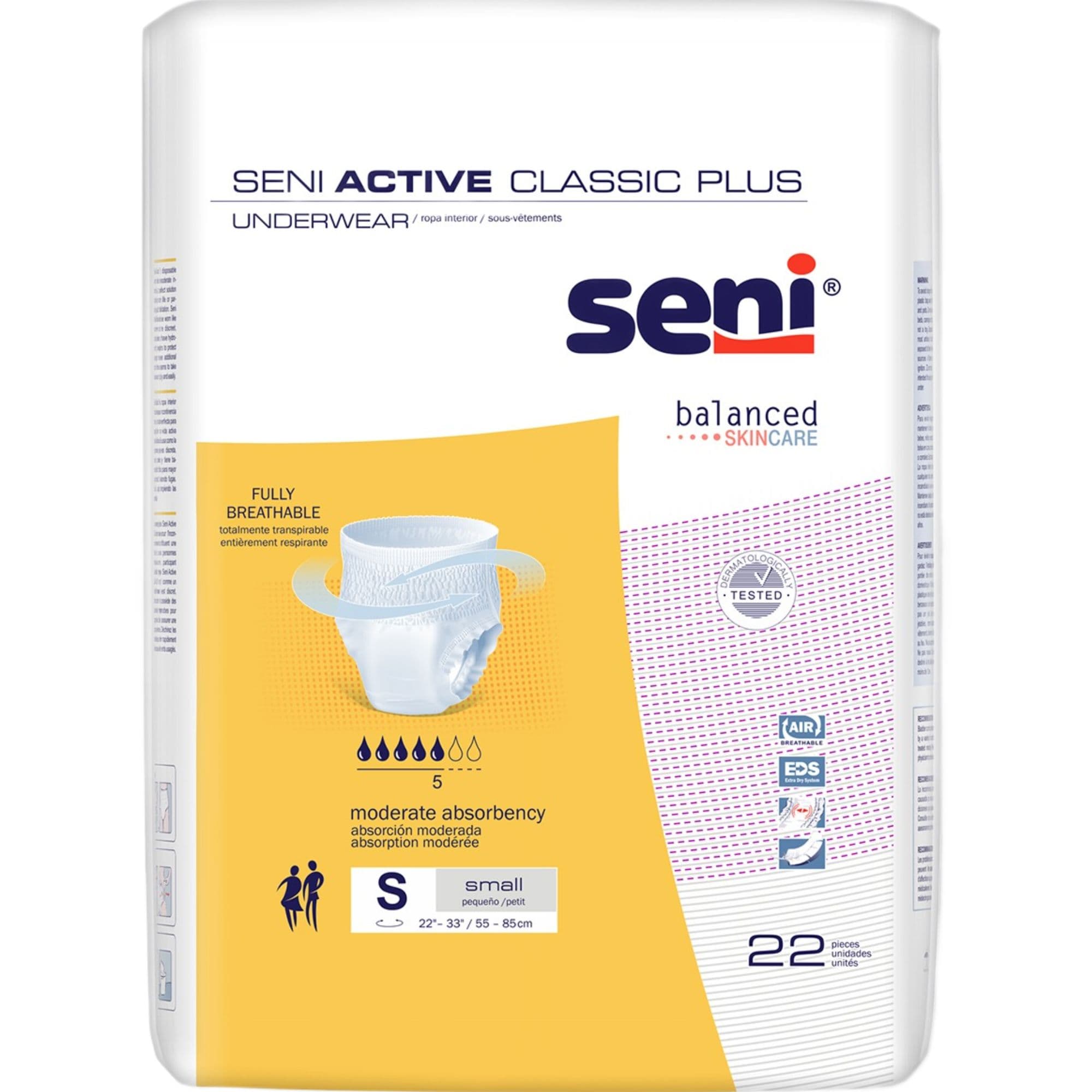 Seni Active Classic Plus Adult Incontinence Pull-Up Underwear, Moderate Absorbency