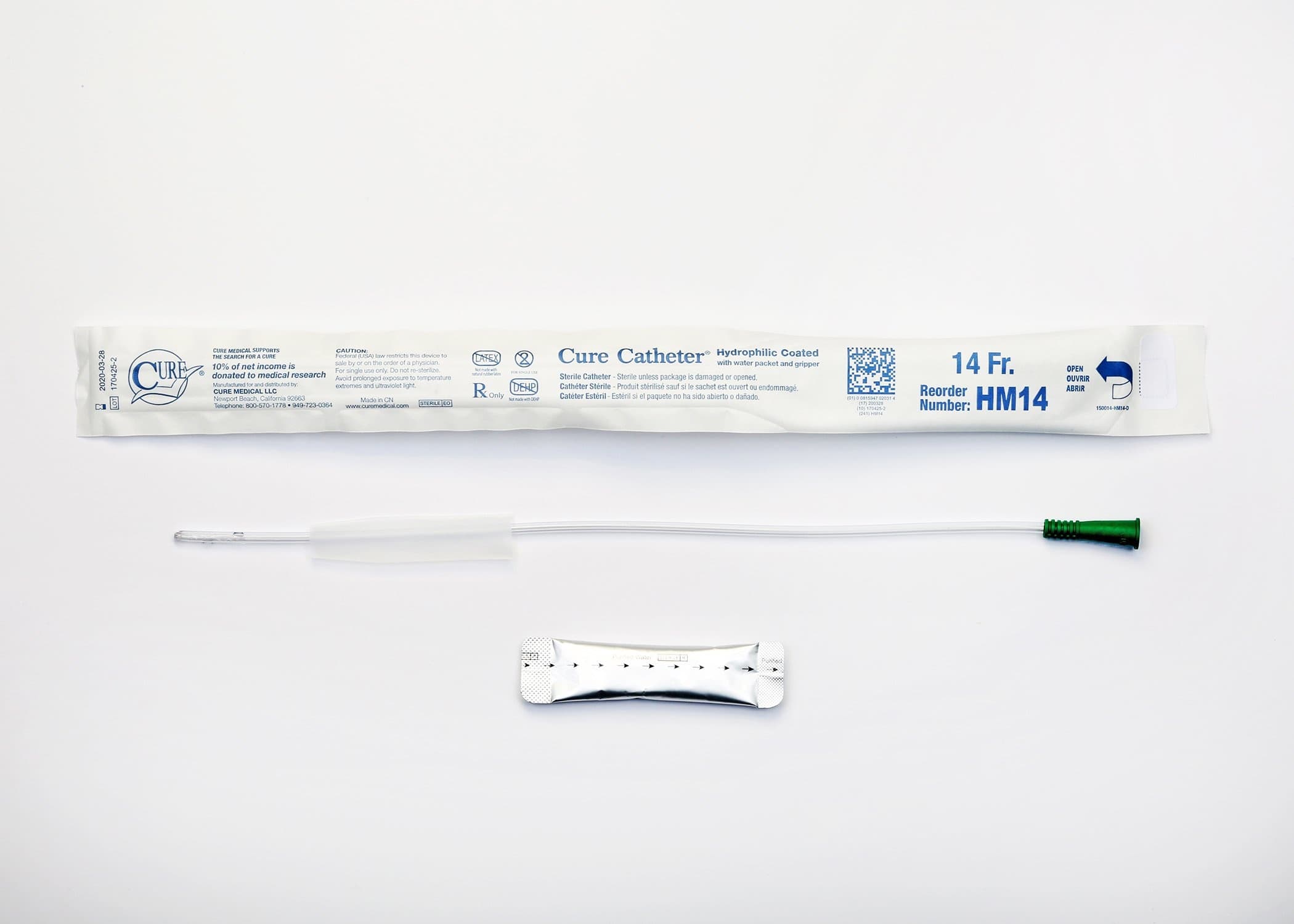 Cure Catheter Straight Tip Hydrophilic Coated
