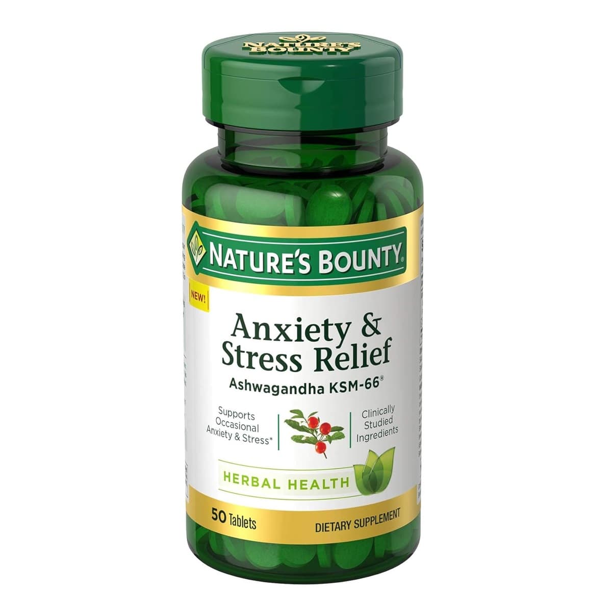 Nature's Bounty Anxiety & Stress Relief Supplement, Ashwagandha KSM-66