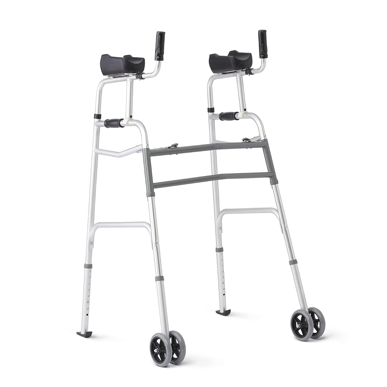 Medline Aluminum Upright Folding Walker with 5' Wheels