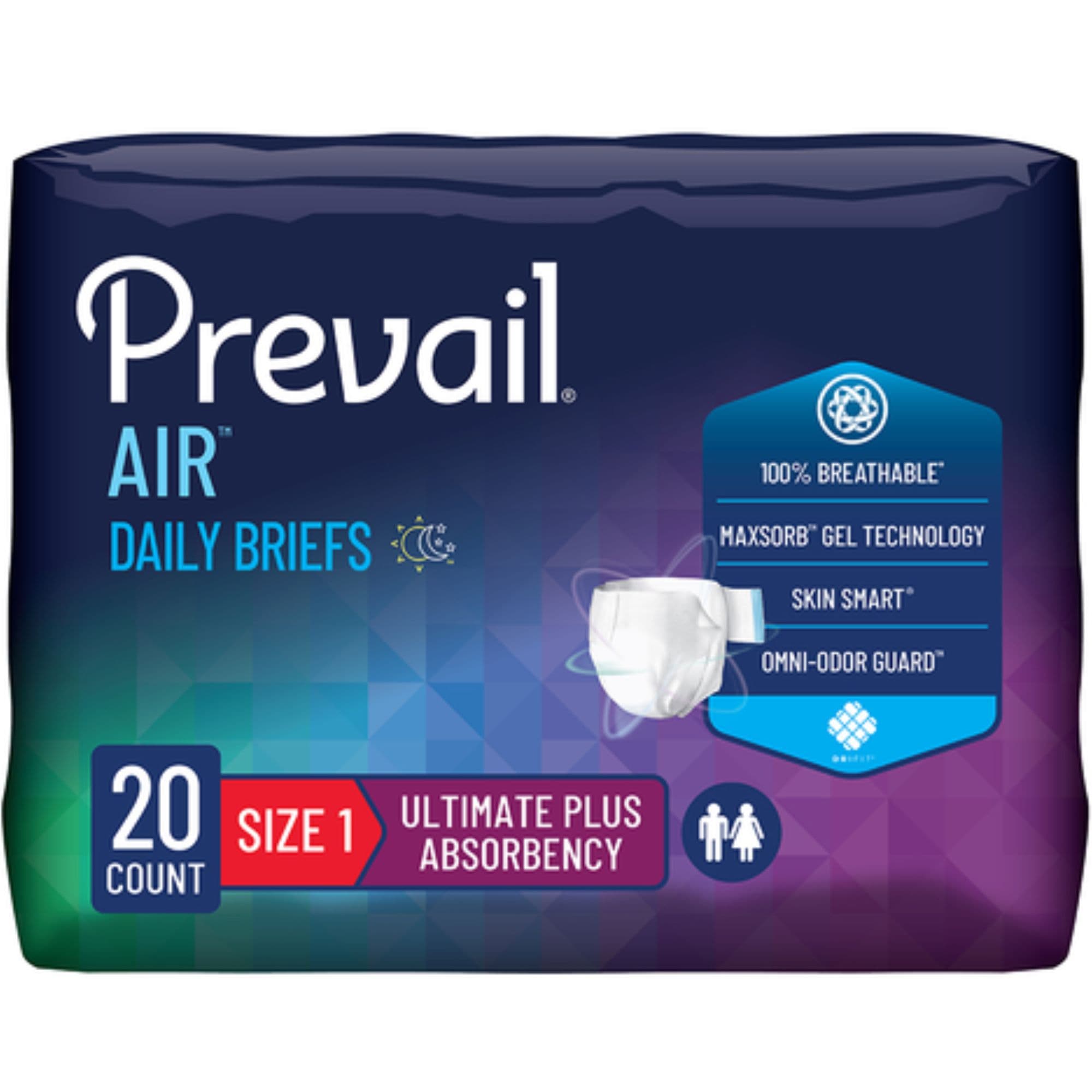 Prevail Air Daily Adult Incontinence Briefs with Tabs, Ultimate Absorbency