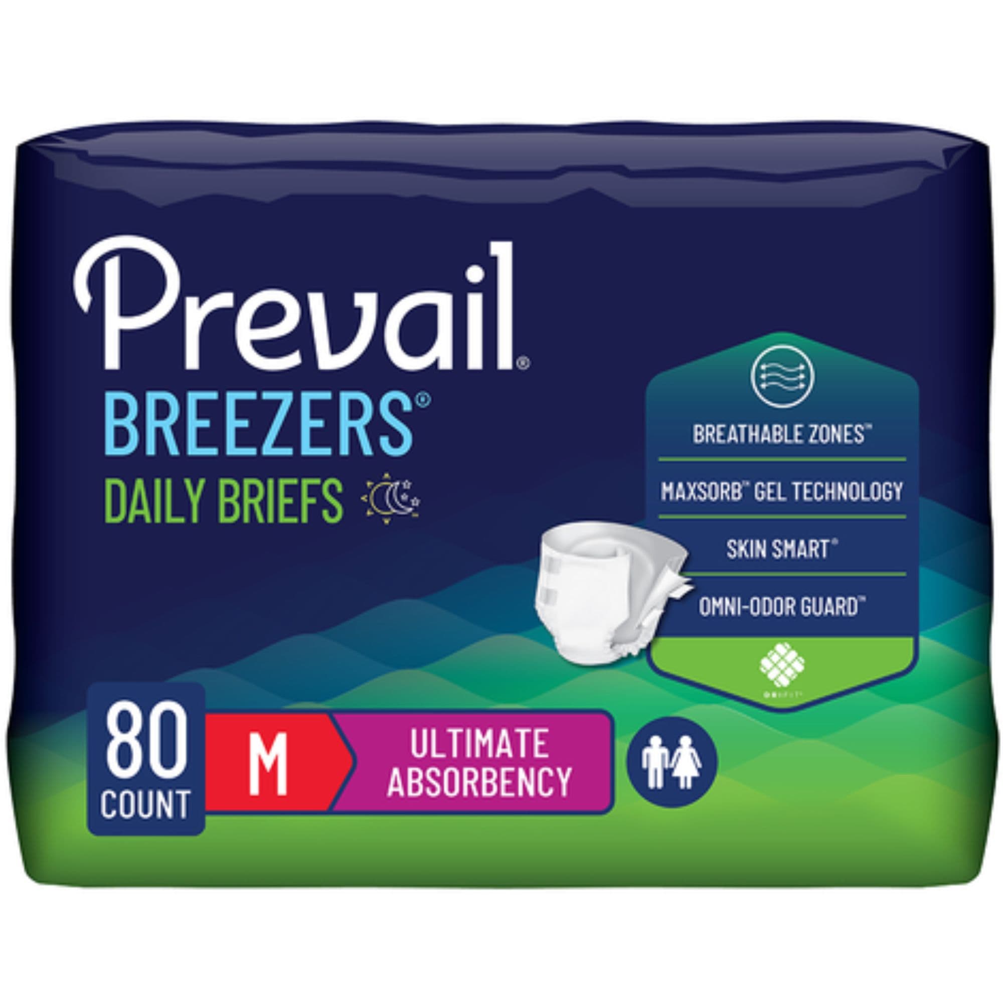 Prevail Breezers Adult Incontinence Briefs with Tabs, Ultimate Absorbency