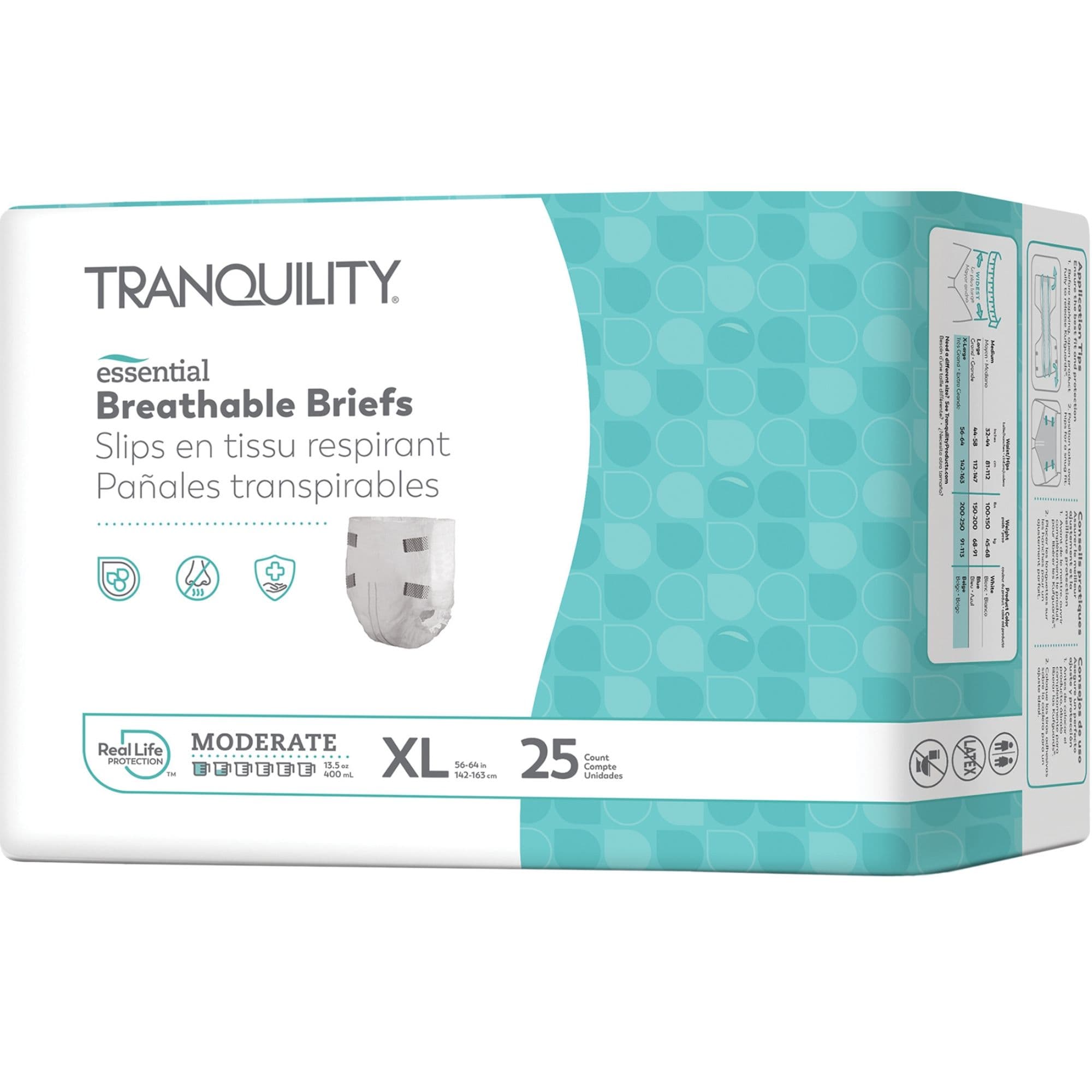 Tranquility Essential Breathable Adult Briefs with Tabs, Moderate Absorbency