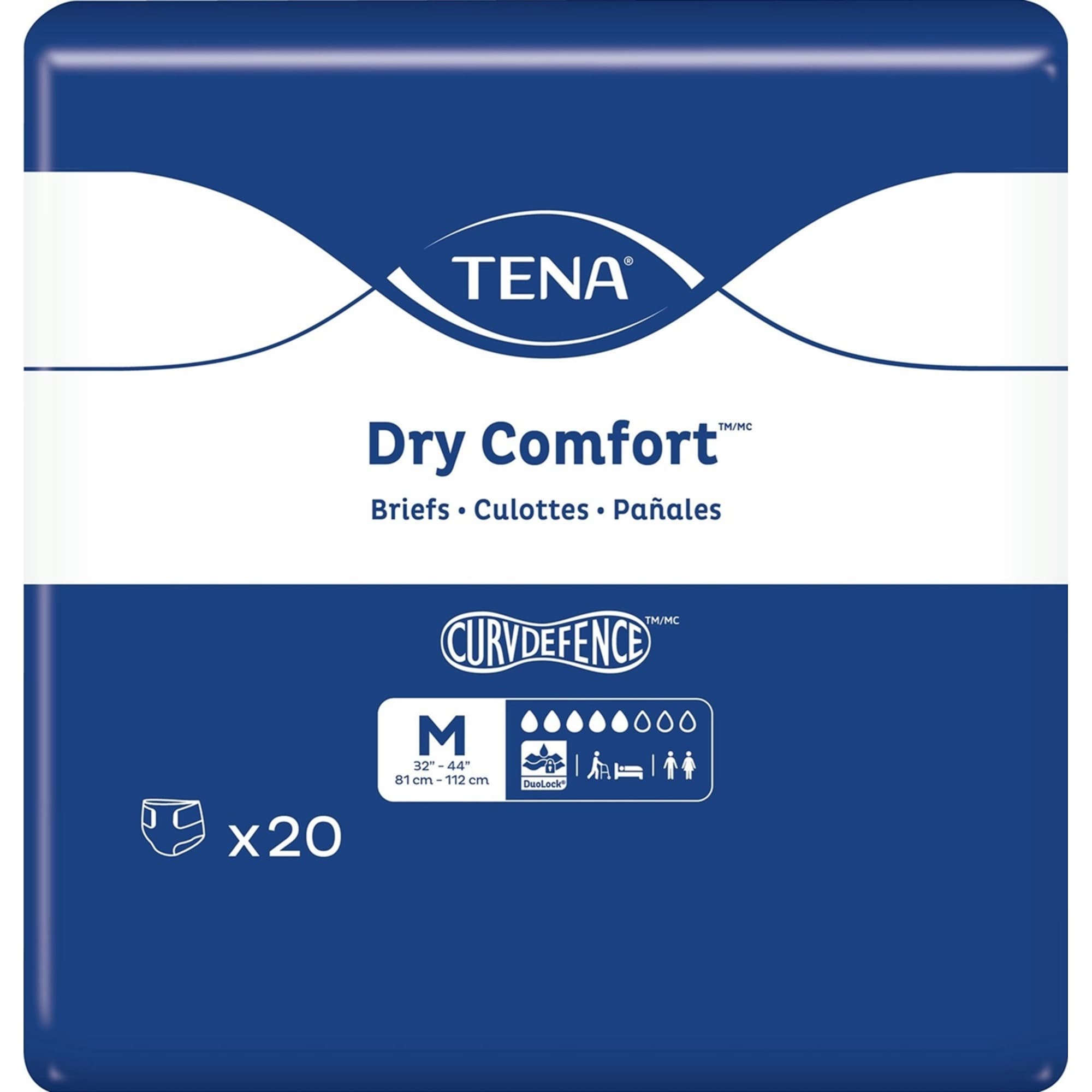TENA Dry Comfort Incontinence Adult Briefs with Tabs, Moderate Absorbency