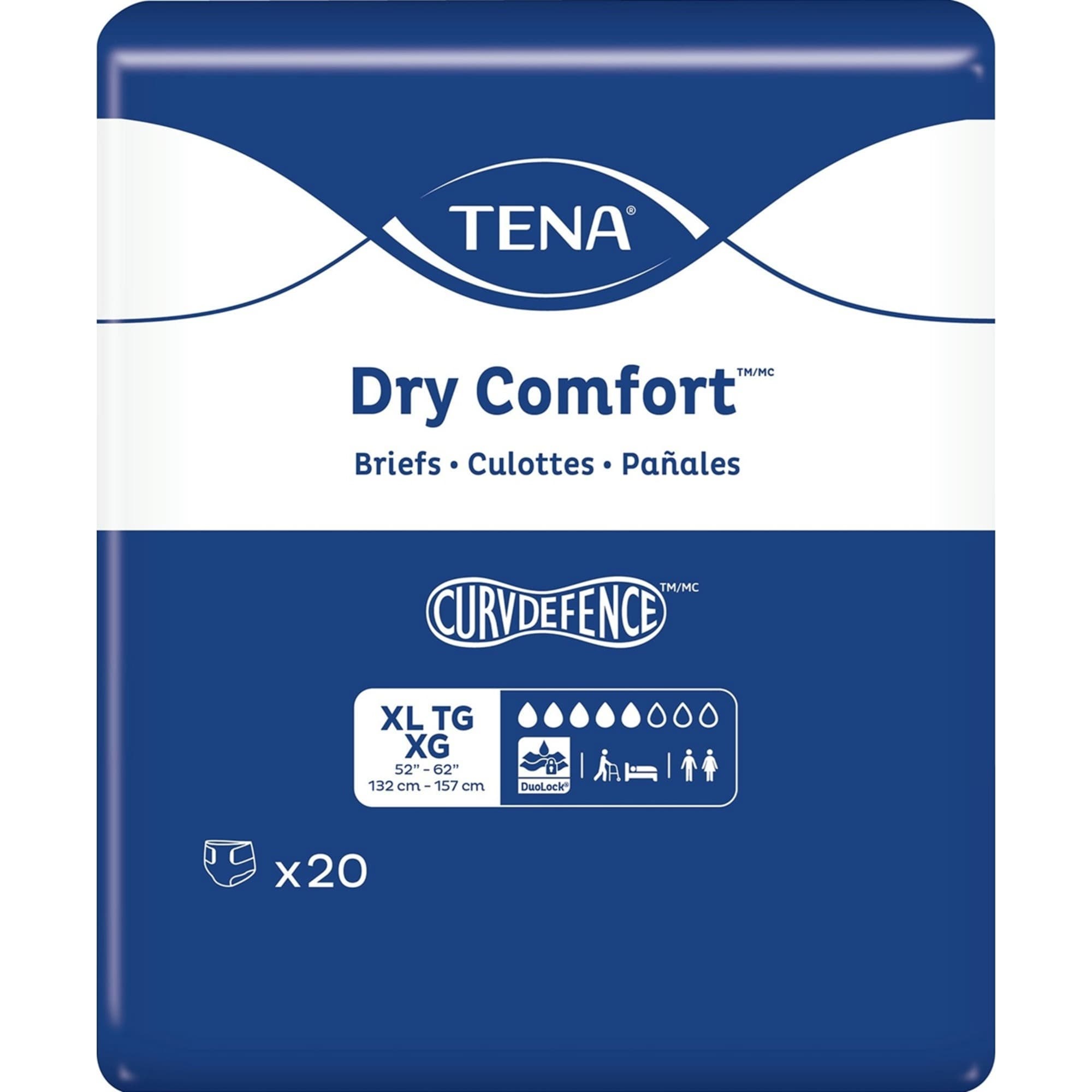 TENA Dry Comfort Incontinence Adult Briefs with Tabs, Moderate Absorbency