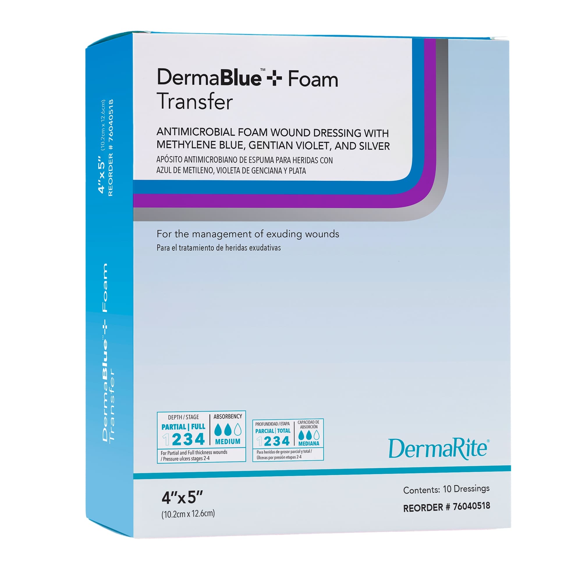 DermaRite DermaBlue+ Foam Wound Dressing