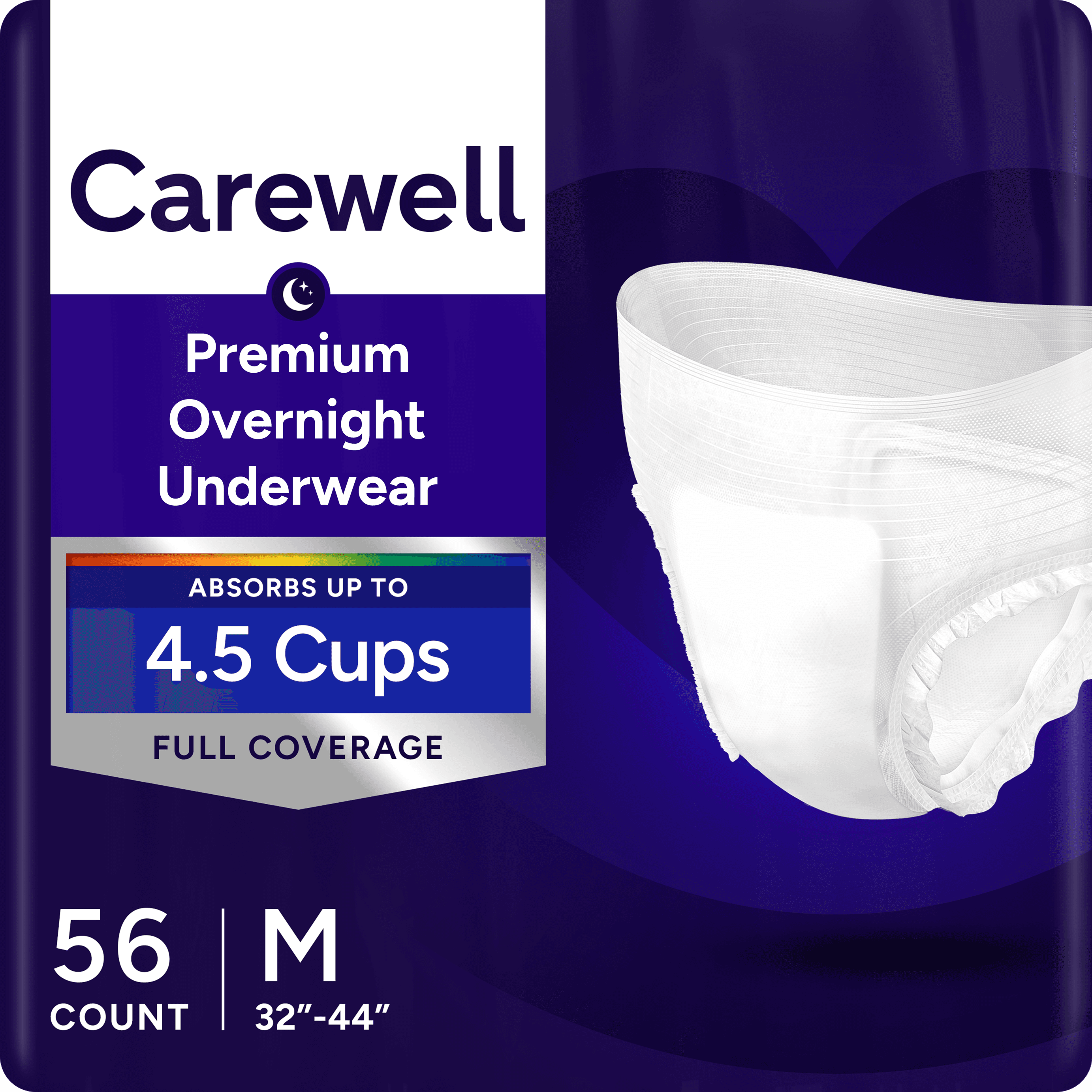 Carewell Premium Overnight Incontinence Pull-Up Underwear, Full Coverage Fit