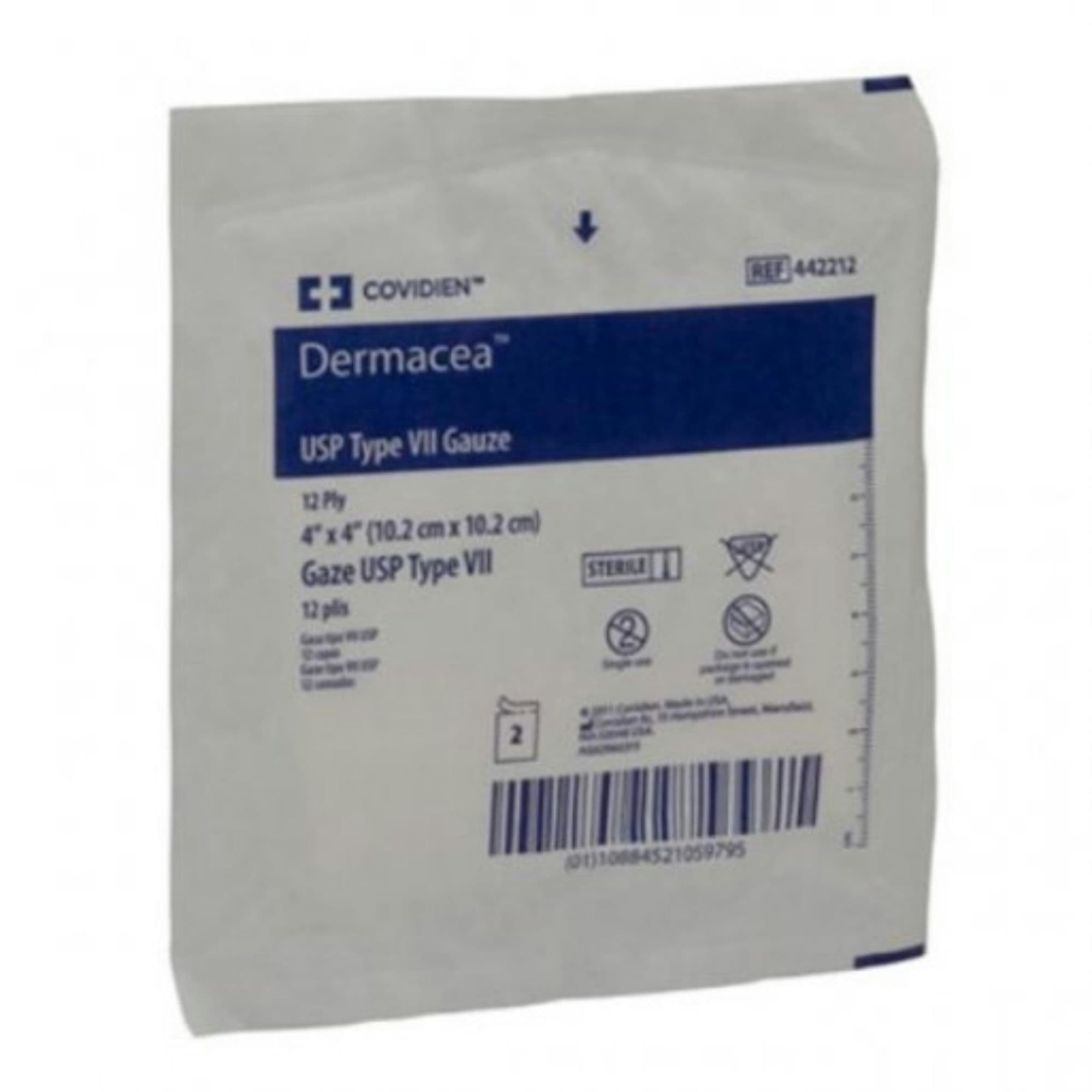 Cardinal Health Dermacea USP Type VII Gauze Sponge, Sterile, 12-Ply, 4 X 4"