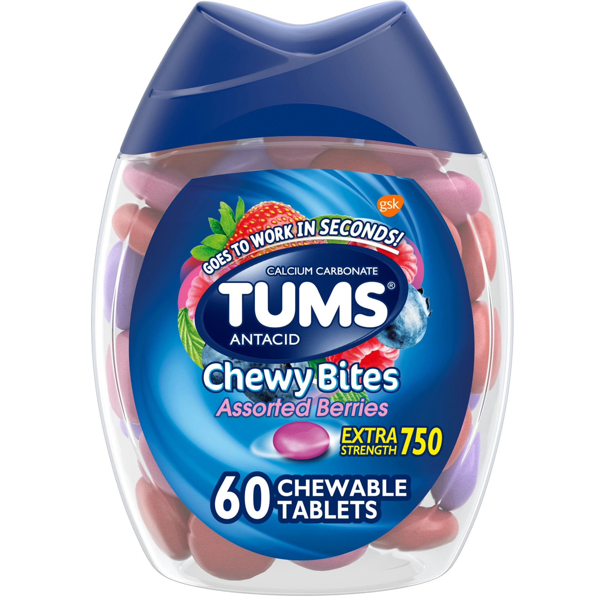 Tums Antacid Extra Strength Chewy Bites Chewable Tablets for Heartburn & Acid Indigestion Relief