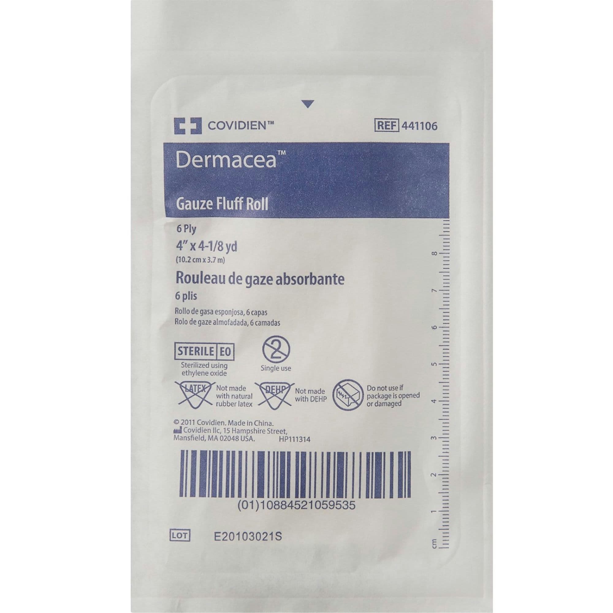 Cardinal Health Dermacea Gauze Fluff Roll, Sterile, 4-1/8" X 4yds
