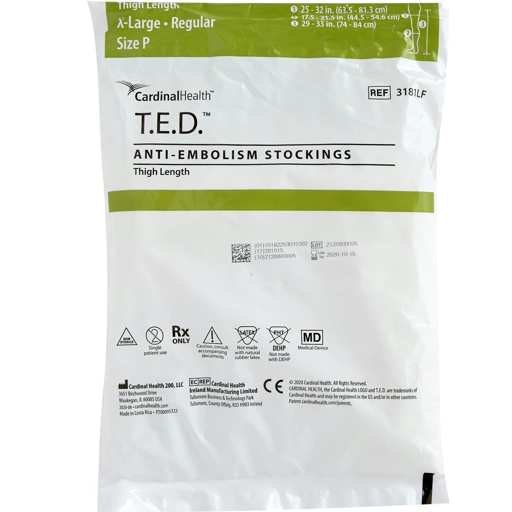 T.E.D. Anti-Embolism Thigh High Inspection Toe Stockings for Continuing Care, Regular