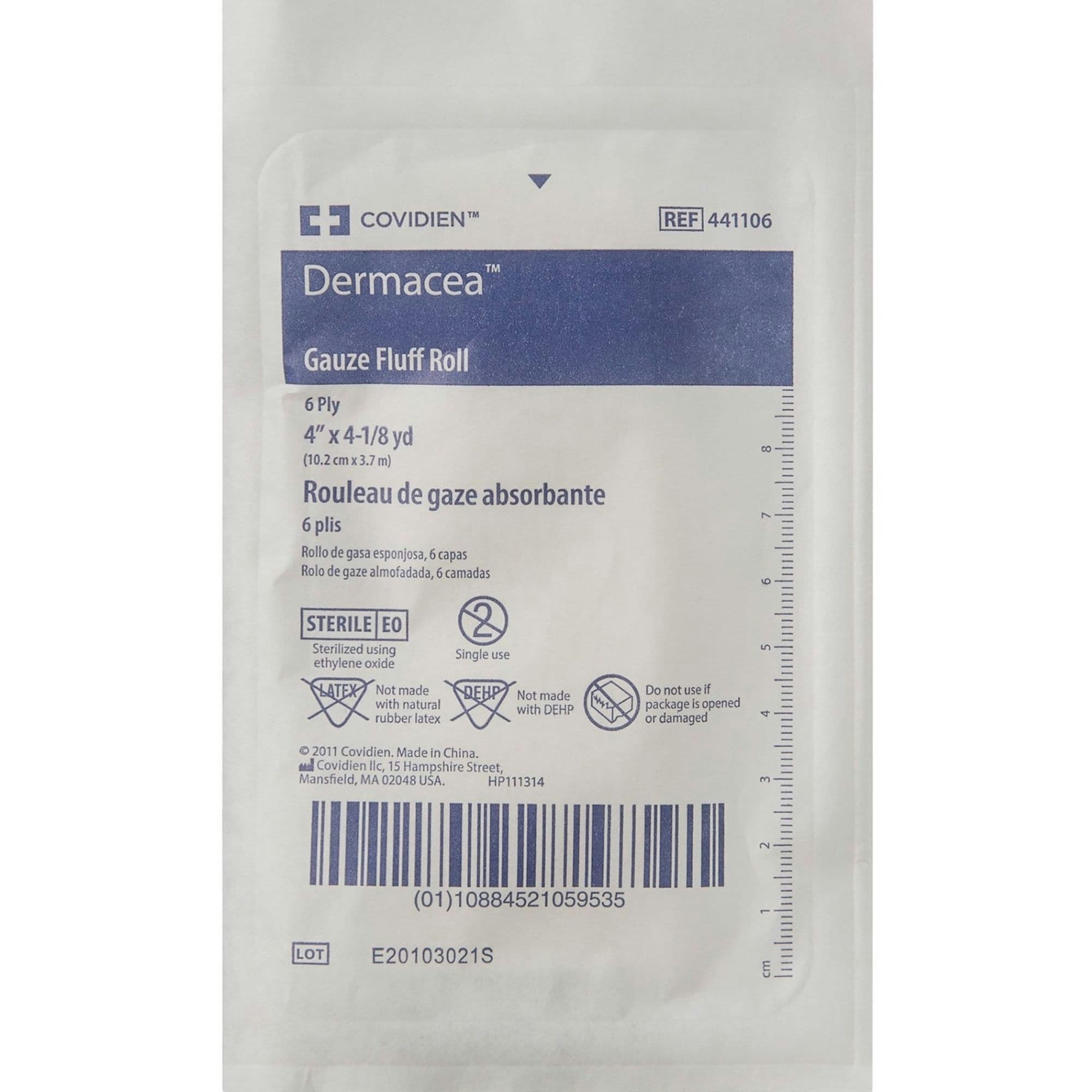 Cardinal Health Dermacea Gauze Fluff Roll, Sterile, 4-1/8" X 4yds