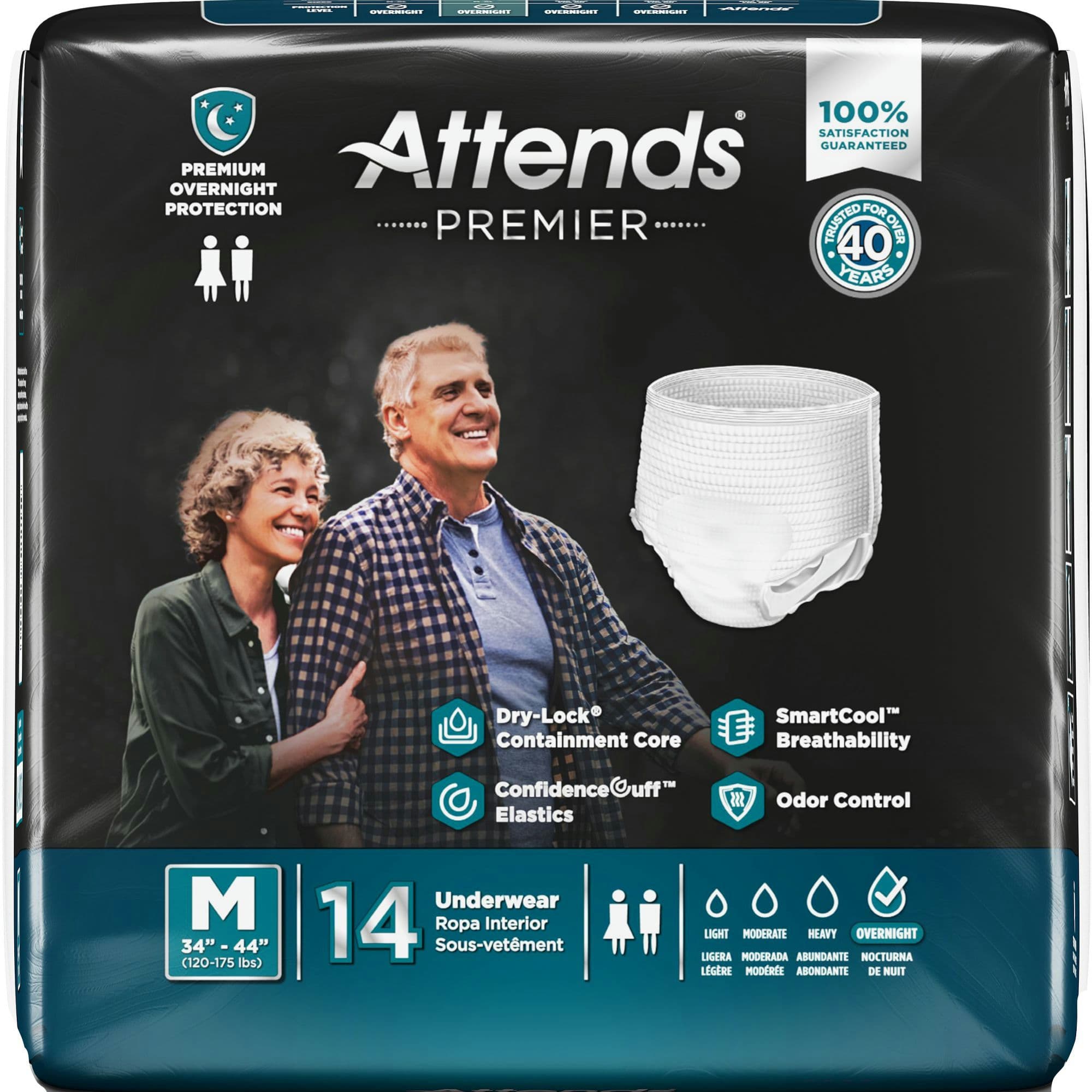 Attends Premier Adult Incontinence Pull-Up Underwear, Overnight Absorbency