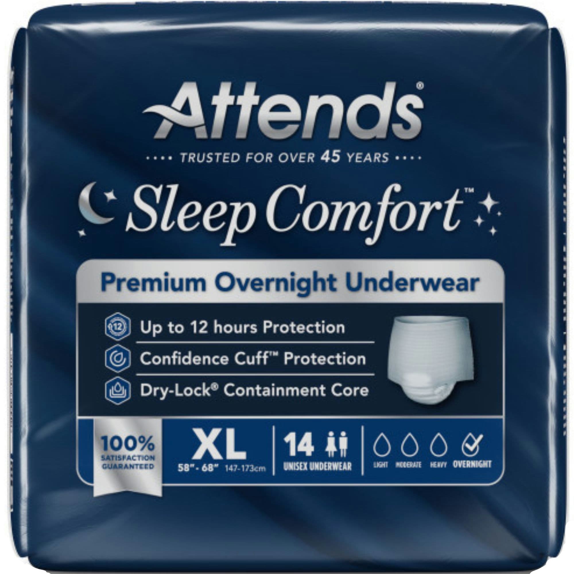 Attends Sleep Comfort Premium Overnight Pull-Up Underwear for Men & Women