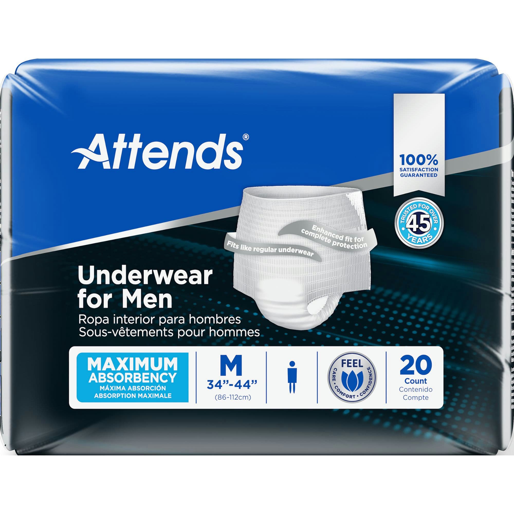 Attends Underwear for Men, Maximum Absorbency