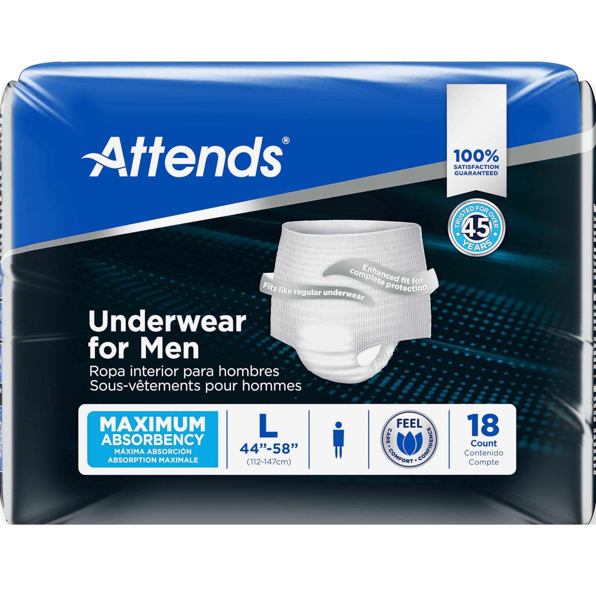 Attends Underwear for Men, Maximum Absorbency