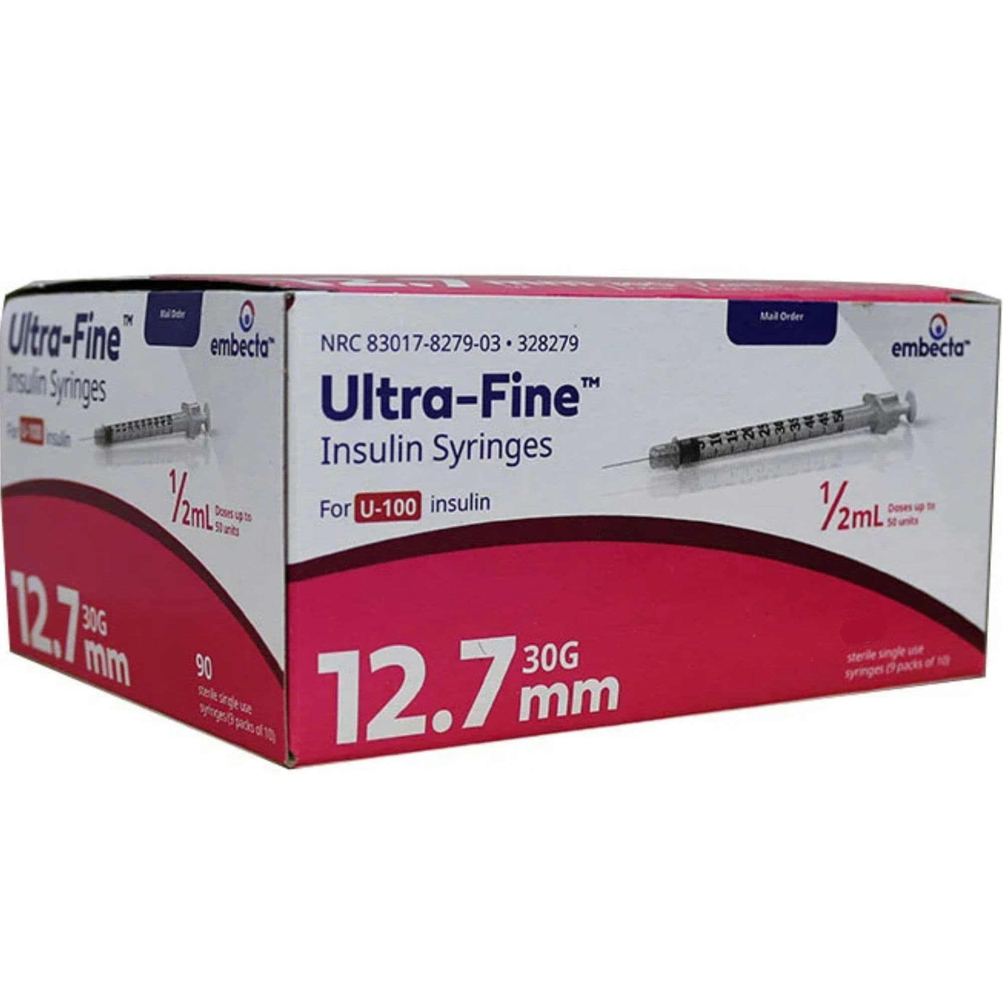 Emebecta Ultra-Fine U-100 Insulin Syringe, 30 Gauge