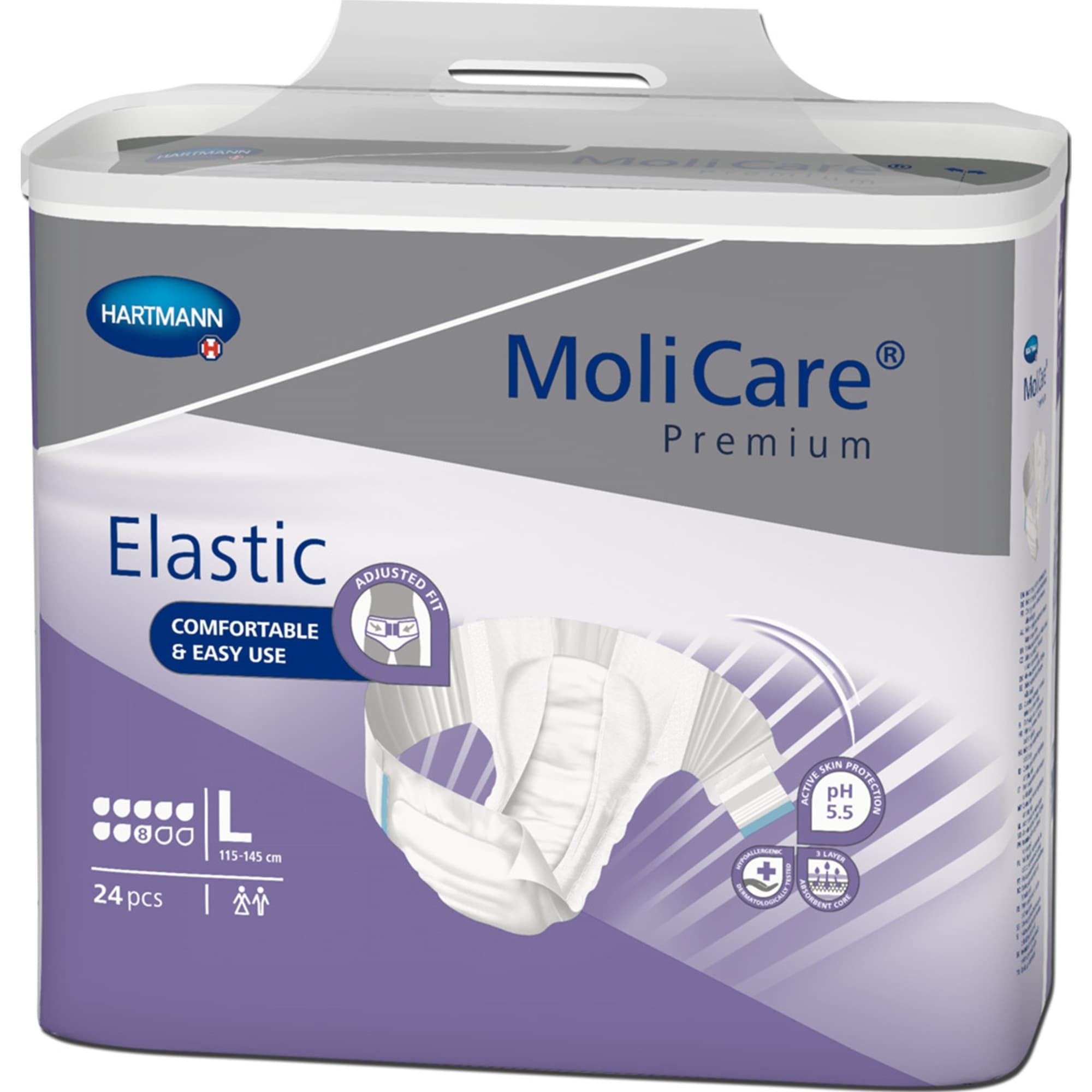 MoliCare Premium 8D Elastic Disposable Brief Adult Diapers with Tabs, Heavy Absorbency