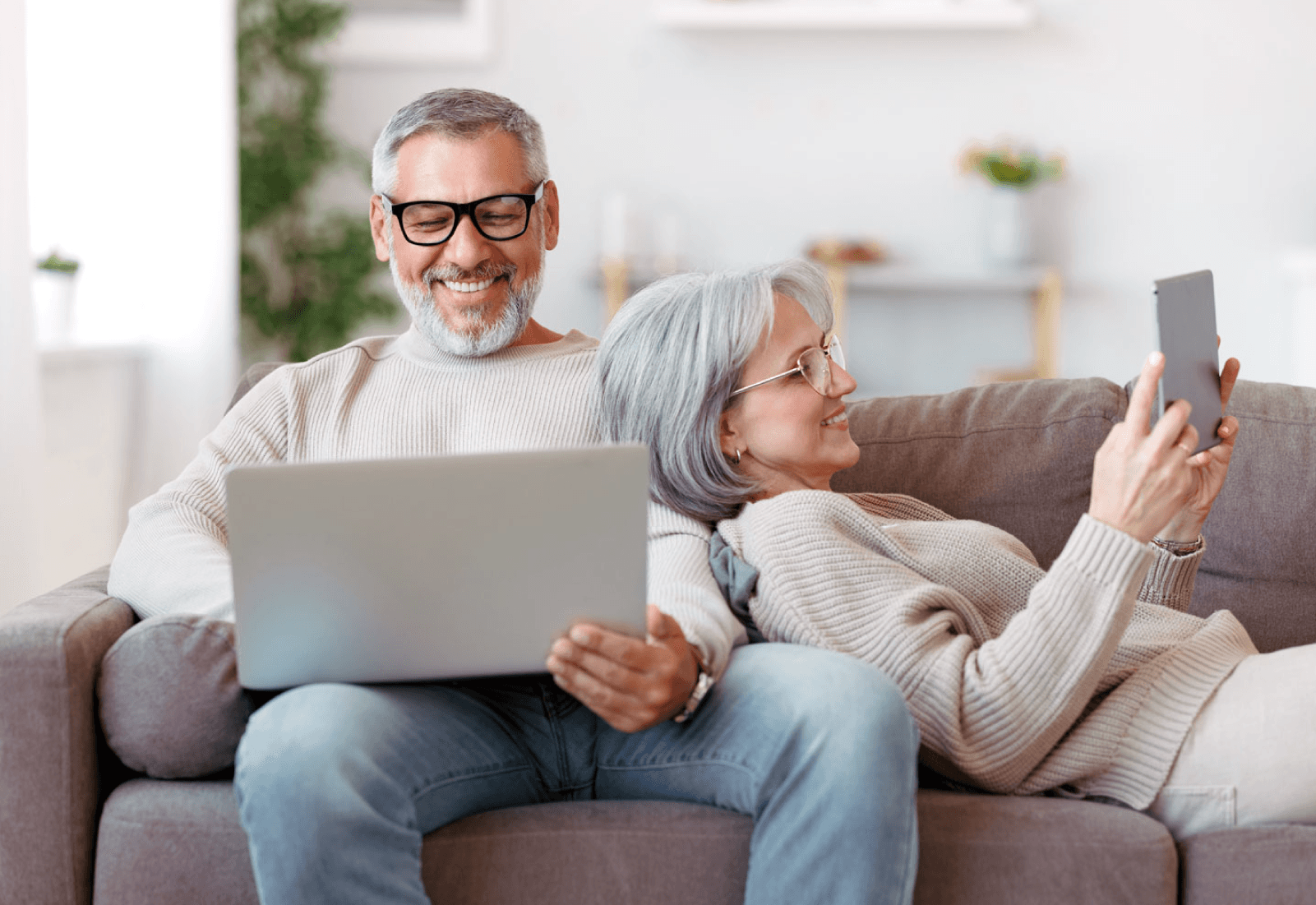 Senior Scrolling on Social Media