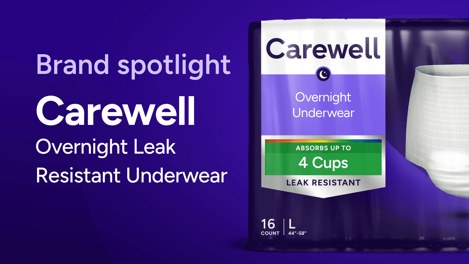 Introducing Carewell Overnight Incontinence Underwear, Leak Resistant