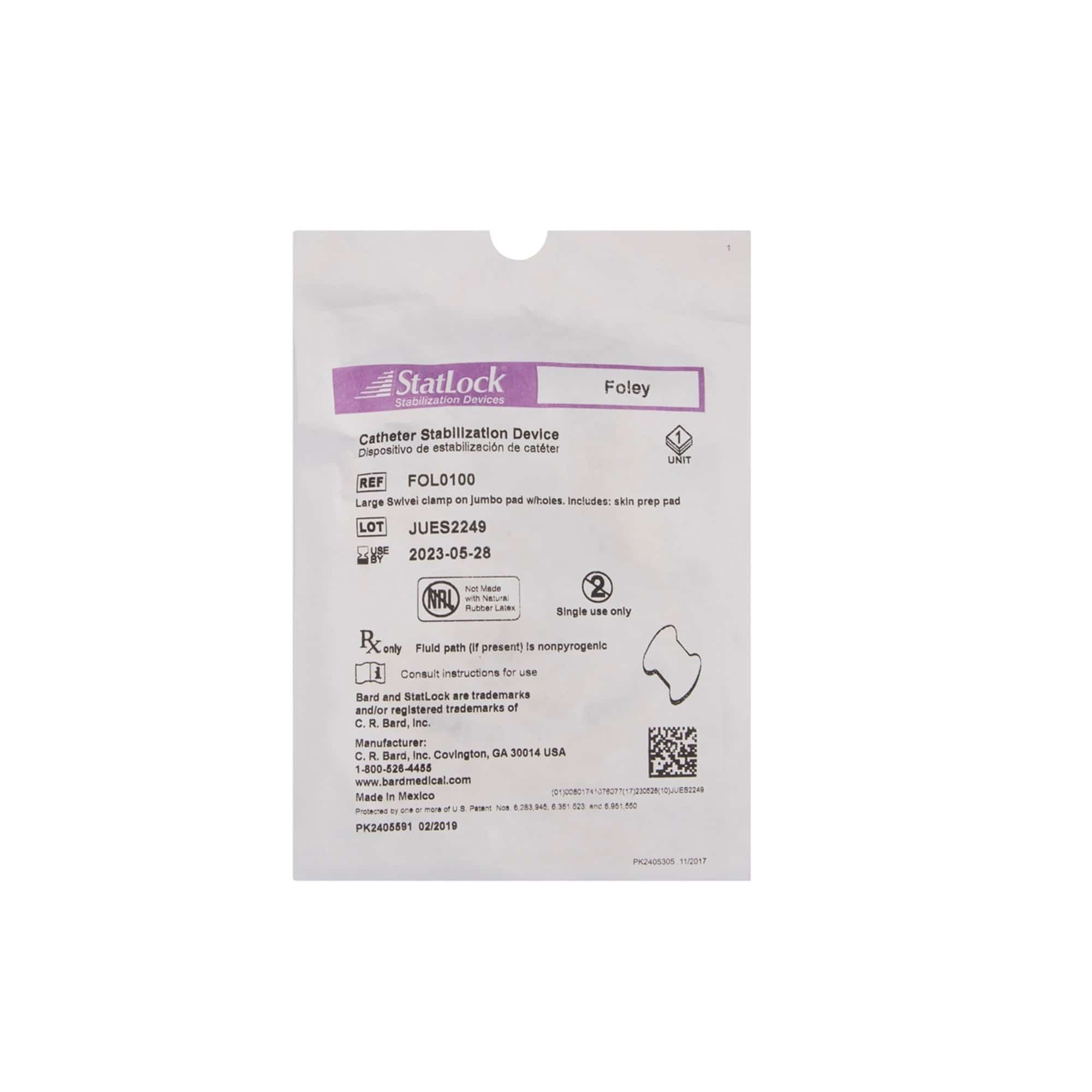 Statlaock StatLock Foley Stabilization Device for Adult Silicone Catheters