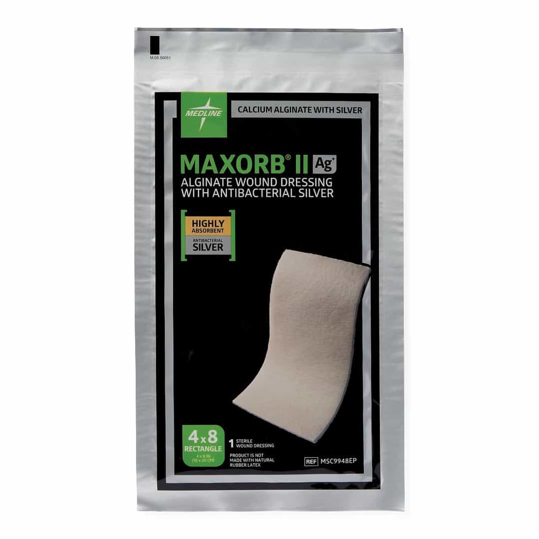 Medline Maxorb II Ag+ Alginate Wound Dressing with Antibacterial Silver ...