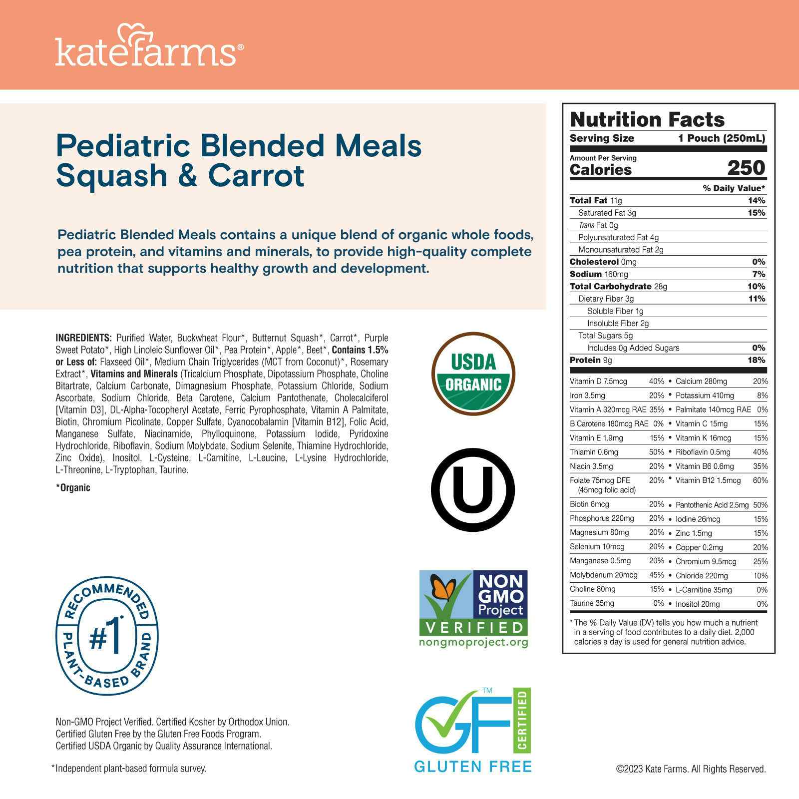 Kate Farms Pediatric Blended Meals, 8.45 oz.