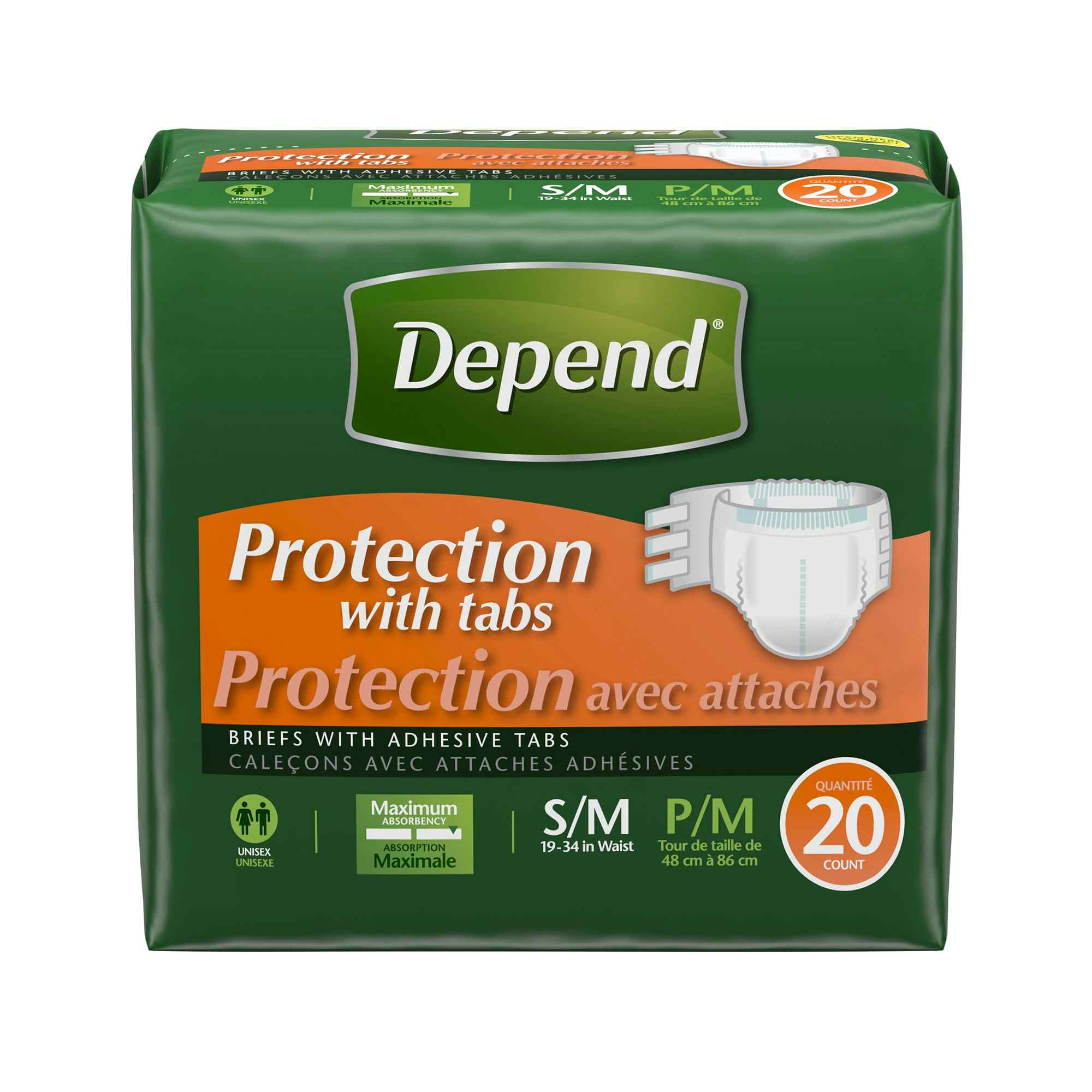 Depend Protection Diapers with Tabs, Maximum