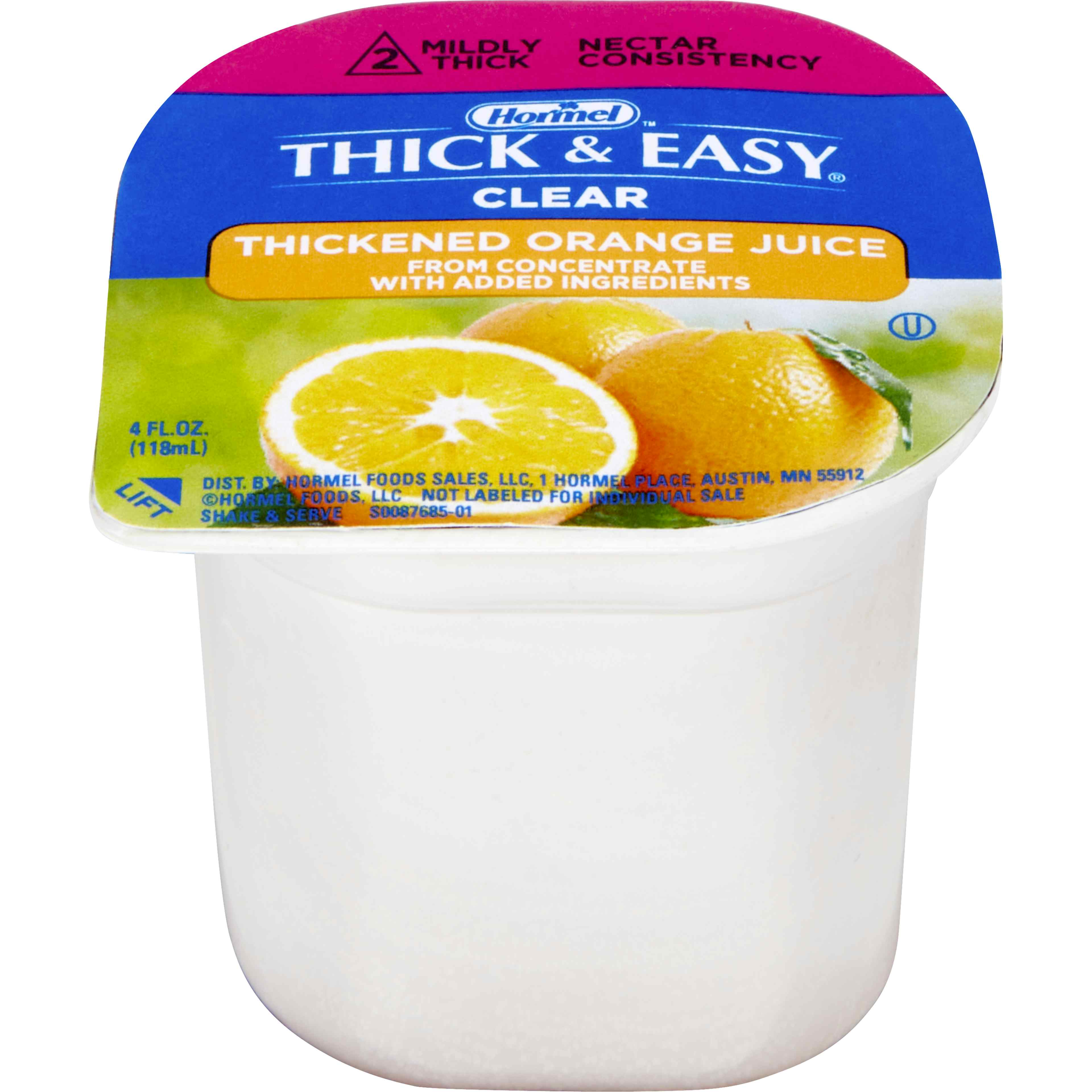 Thick & Easy Ready to Use Thickened Beverage, Orange Juice Flavor, 4 oz., Portion Cup