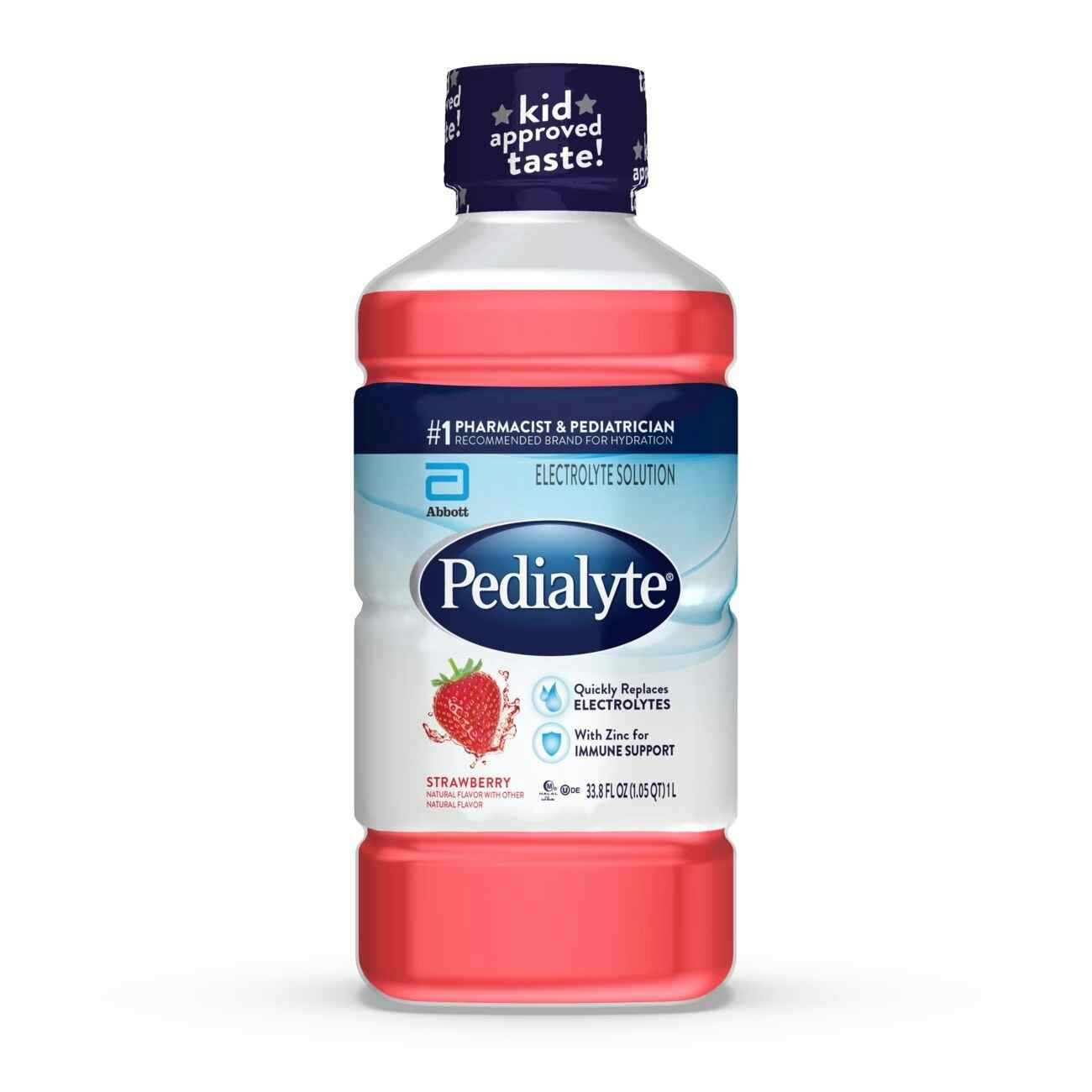 Pedialyte Electrolyte Solution, Strawberry Flavor, 1 Liter, Bottle
