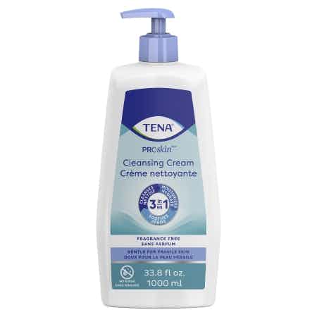 TENA ProSkin Rinse-Free Body Wash Cream, 33.8 oz., Pump Bottle, Unscented
