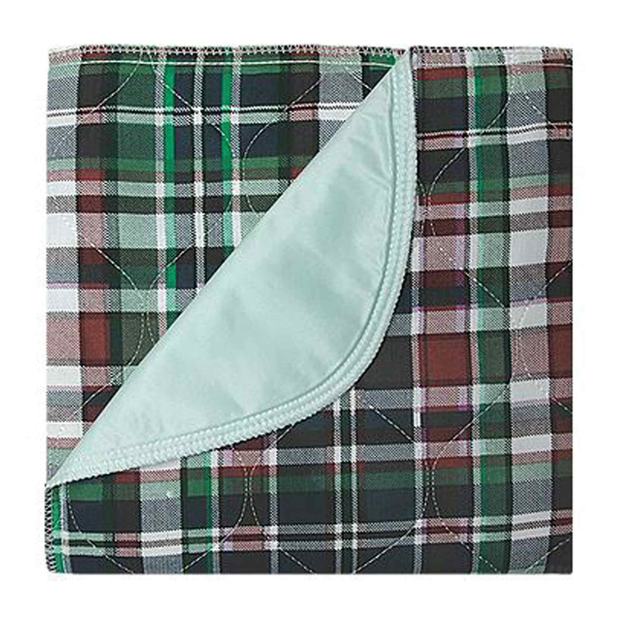 Beck's Classic Plaid Reusable Underpad, Moderate Absorbency, Blue Backsheet