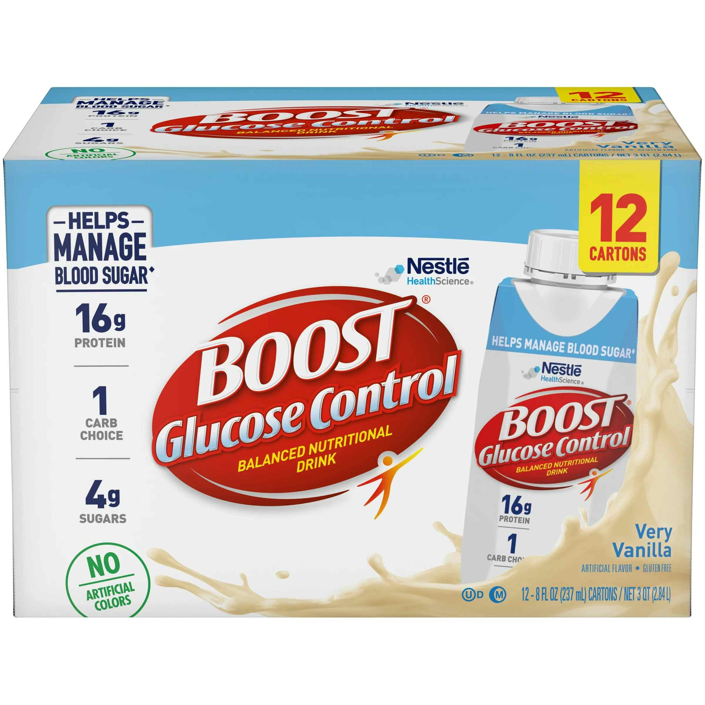 Boost Glucose Control Balanced Nutritional Drink, Carton, 8 oz., Very Vanilla