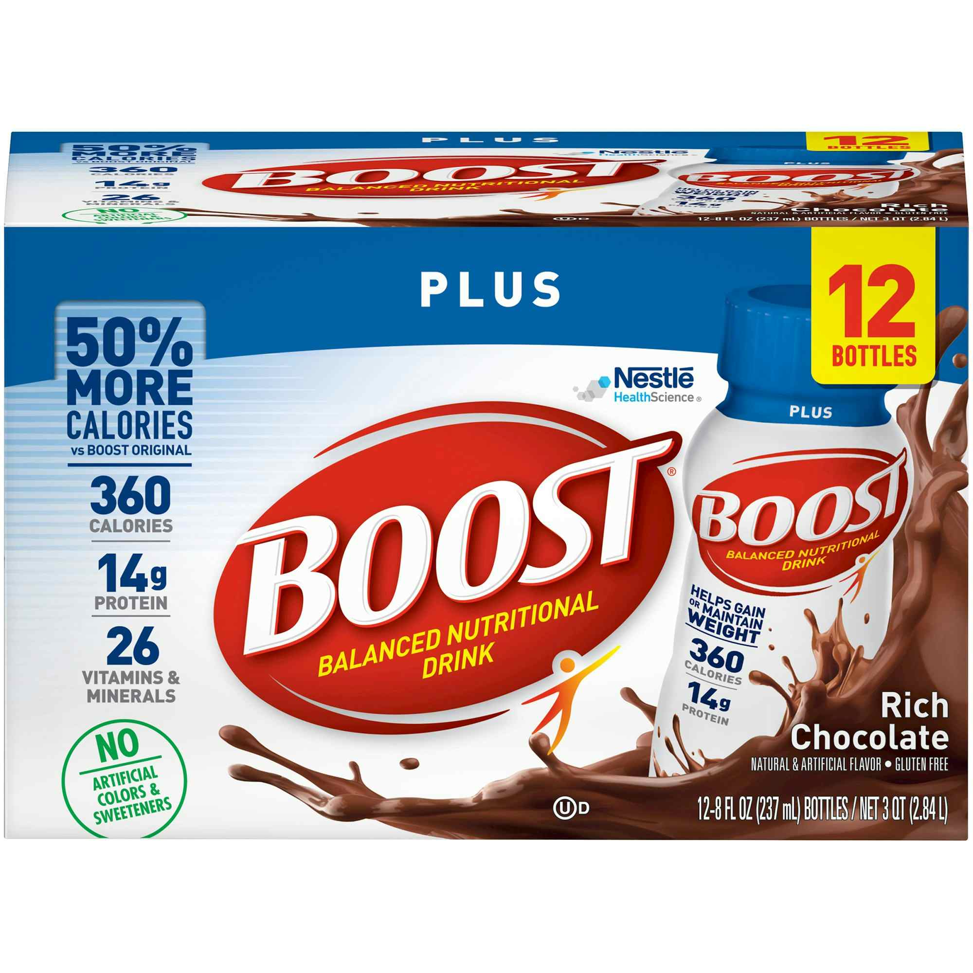 Boost Plus Oral Supplement, Bottle, 8 oz, Chocolate