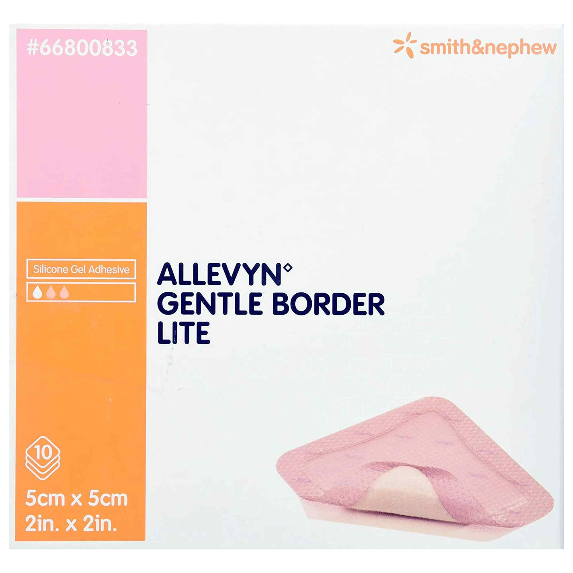 Allevyn Gentle Border Lite Silicone Gel Adhesive, 2" X 2"
