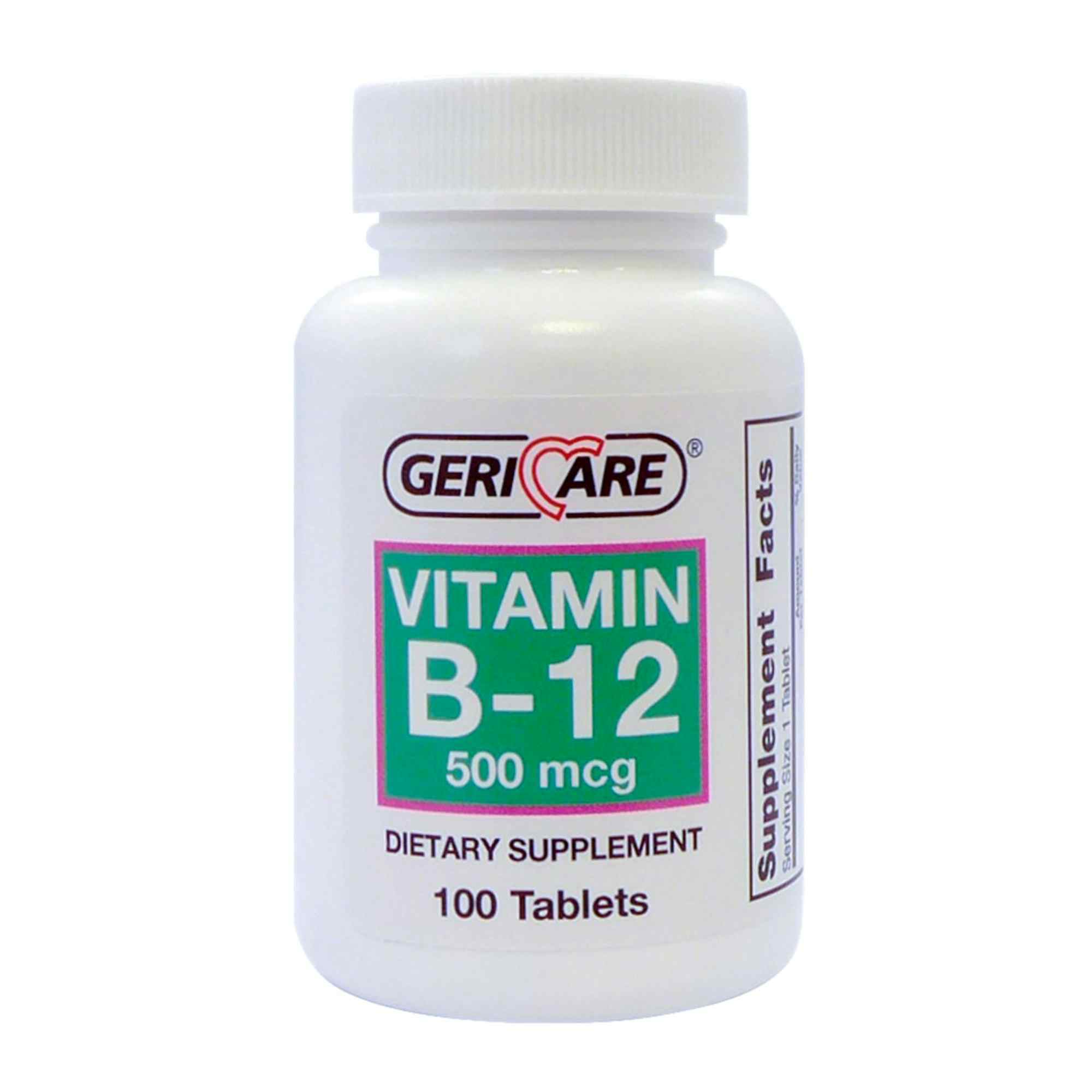 Geri-Care High Potency Vitamin B-12 Dietary Supplement, 500 mcg, 100 Tablets
