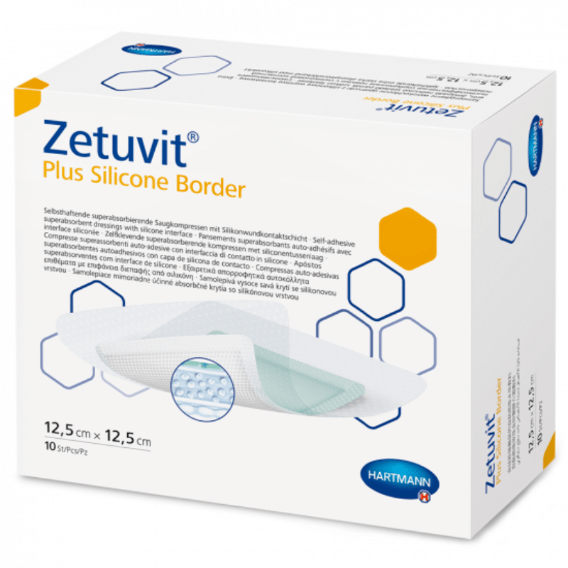 Zetuvit Plus Silicone Border Super Absorbent Dressing, 6 X 10"