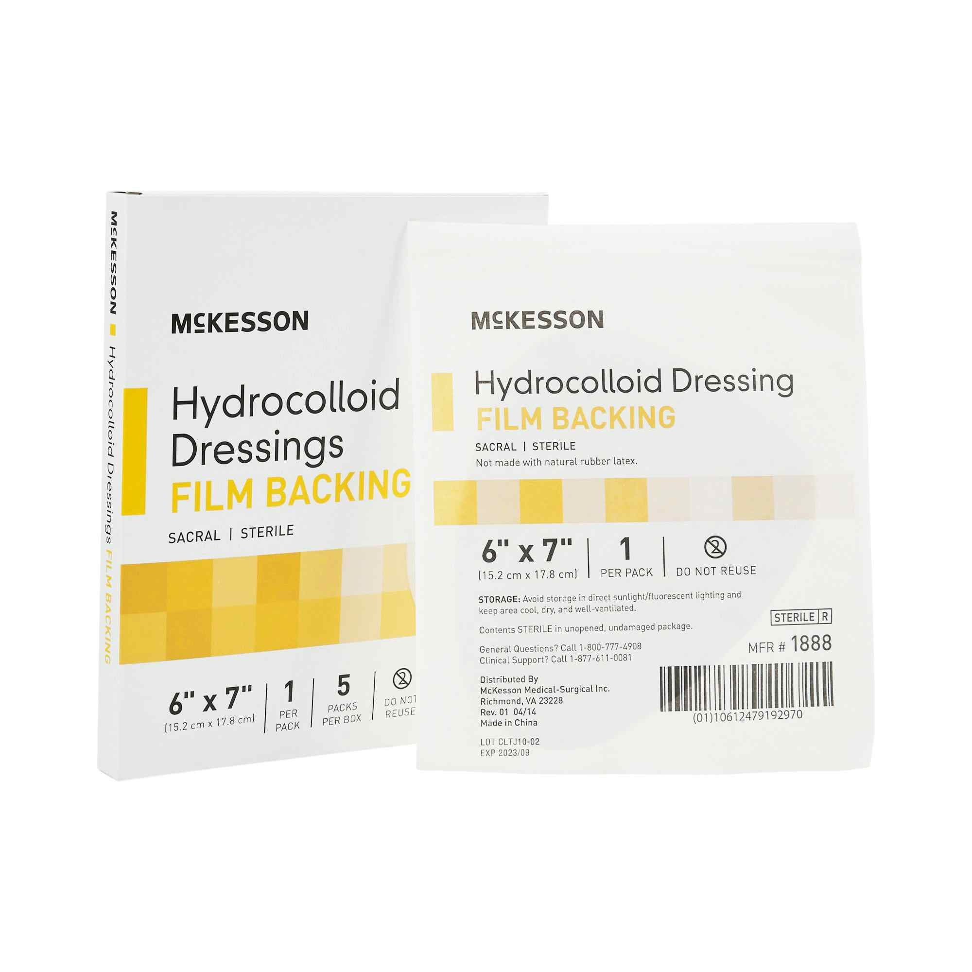 McKesson Hydrocolloid Dressings Film Backing, 6 X 7"