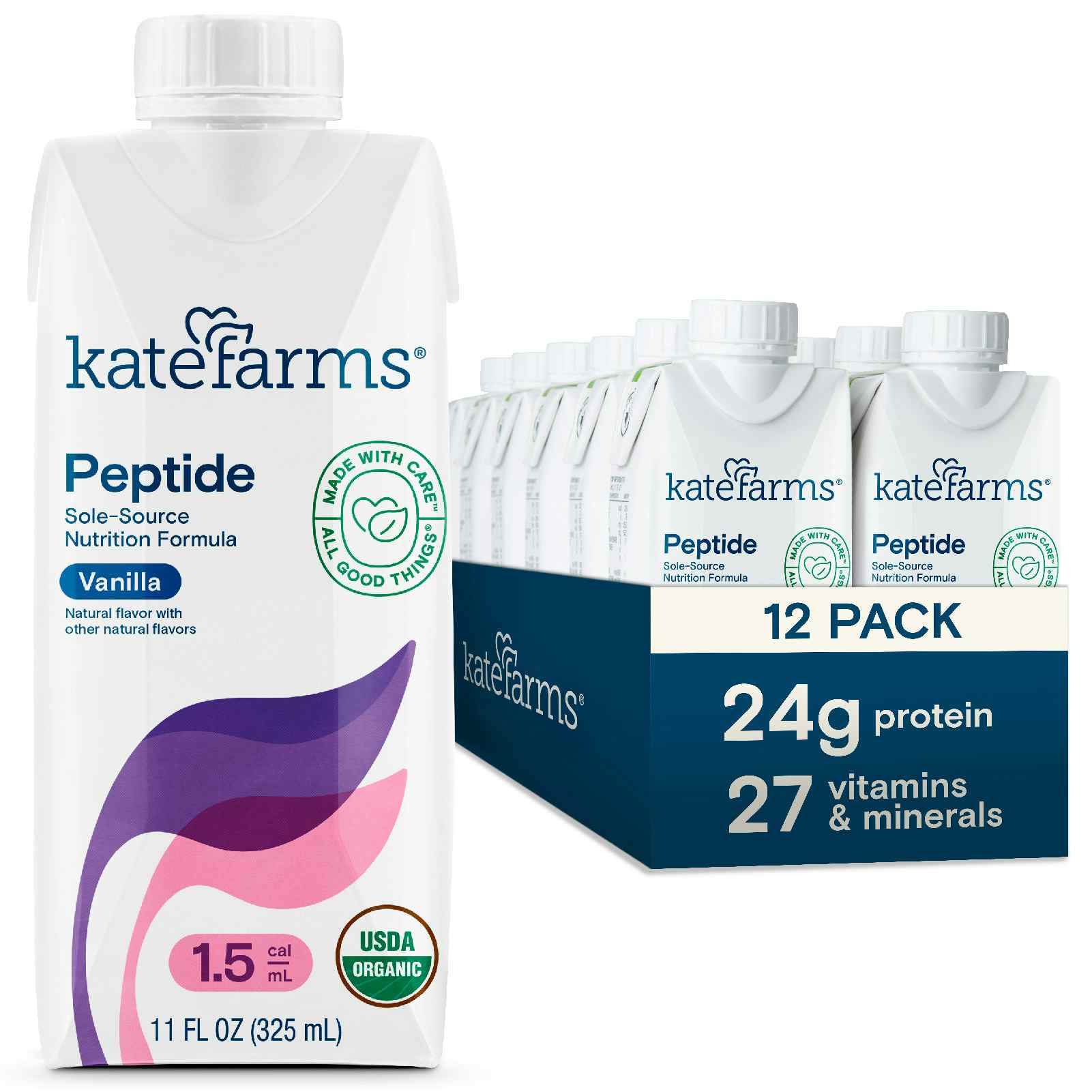 Kate Farms Peptide 1.5 Sole-Source Nutrition Formula, Vanilla, 11 oz.