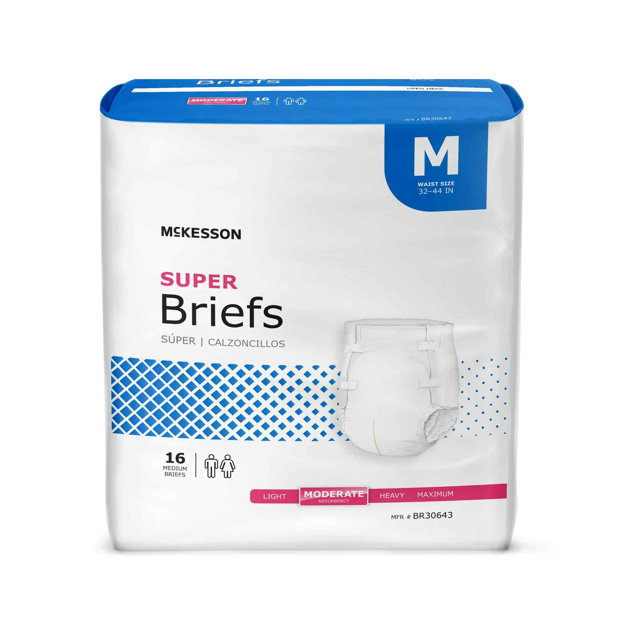 McKesson Super Brief Adult Diapers with Tabs, Moderate Absorbency