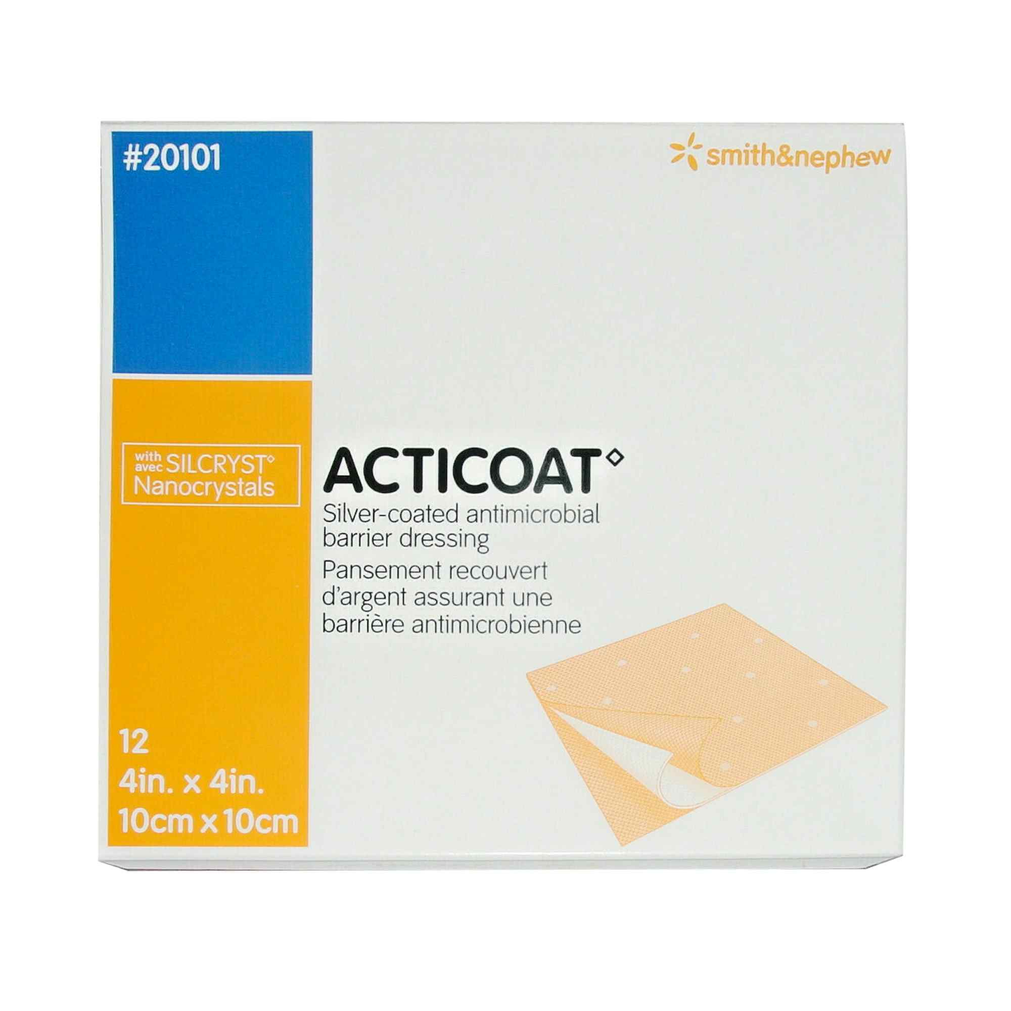 Acticoat Silver-coated Antimicrobial Barrier Dressing, 4 X 4"