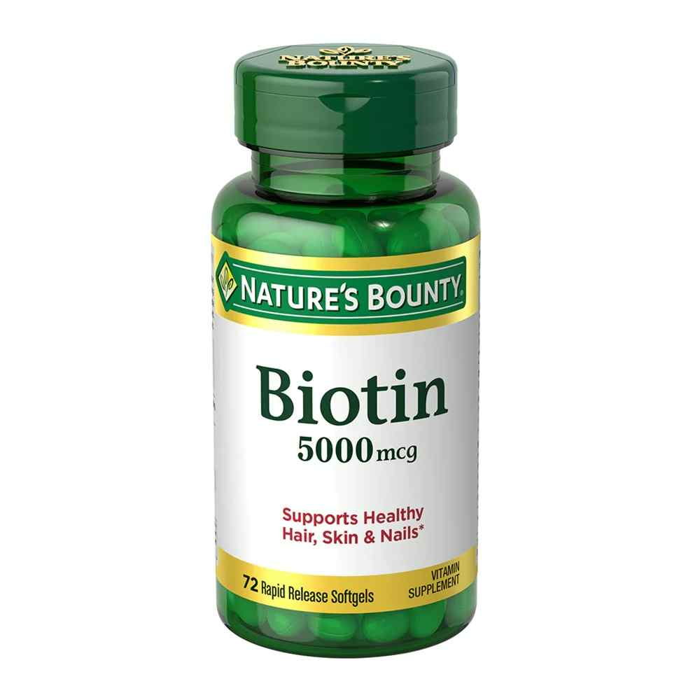 Nature's Bounty Biotin Supplement, 5000 mcg, 72 Softgels