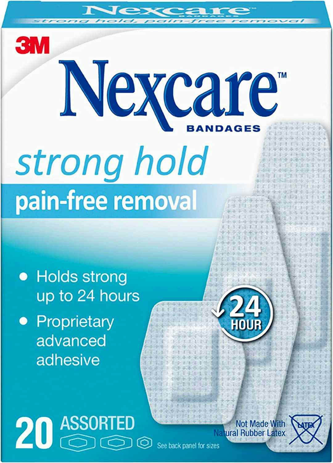 3M Nexcare Pain-Free Removal Sensitive Skin Bandages, Assorted Sizes