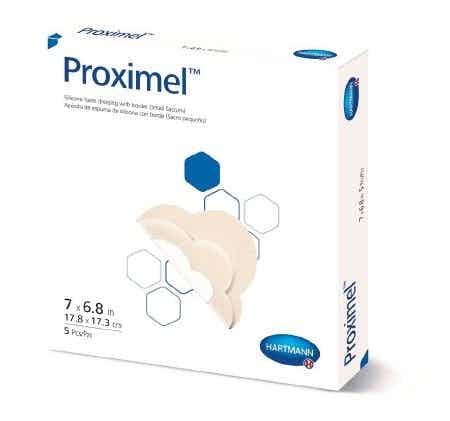 Proximel Silicone Foam Dressings with Border, 7 X 6.8"