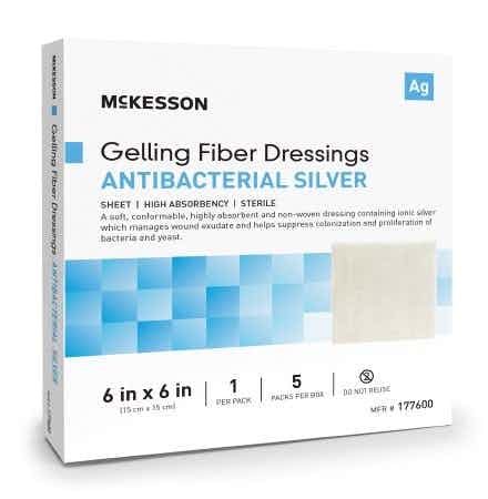 McKesson Gelling Fiber Dressings with Antibacterial Silver, 6 X 6"