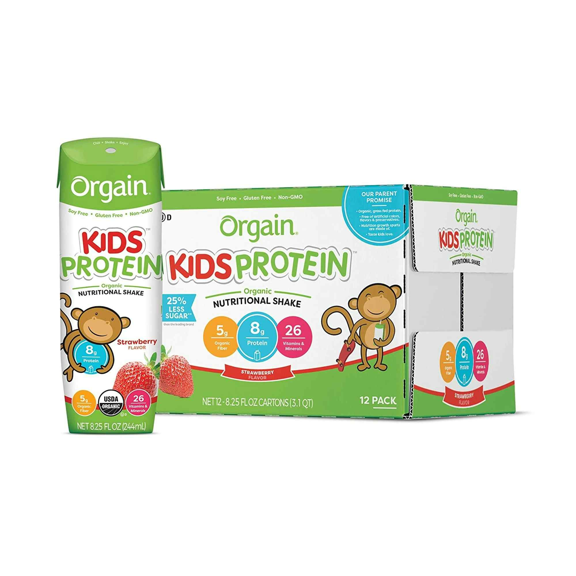 Orgain Kids Protein Organic Nutritional Shake, Strawberry, 8.25 oz.