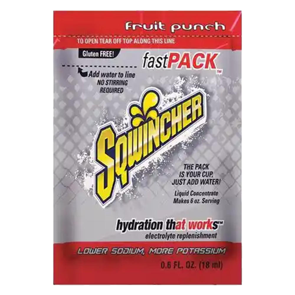 Sqwincher FastPack Liquid Concentrate Packets, Fruit Punch, 0.6 oz.
