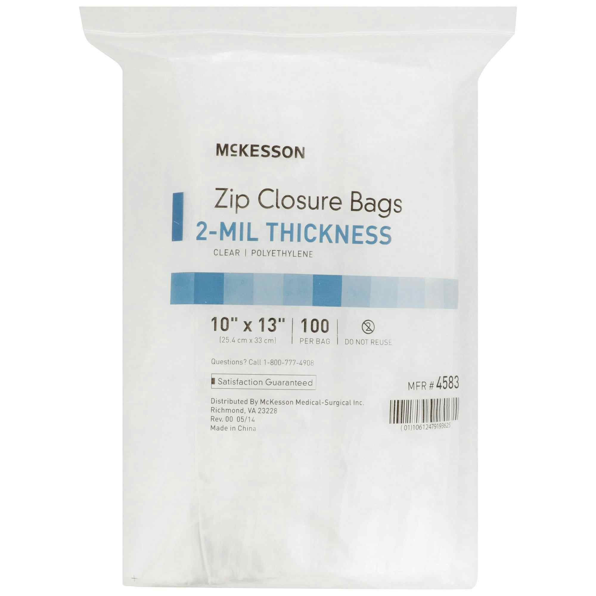 McKesson Clear Zip Closure Bags, 2 Mil