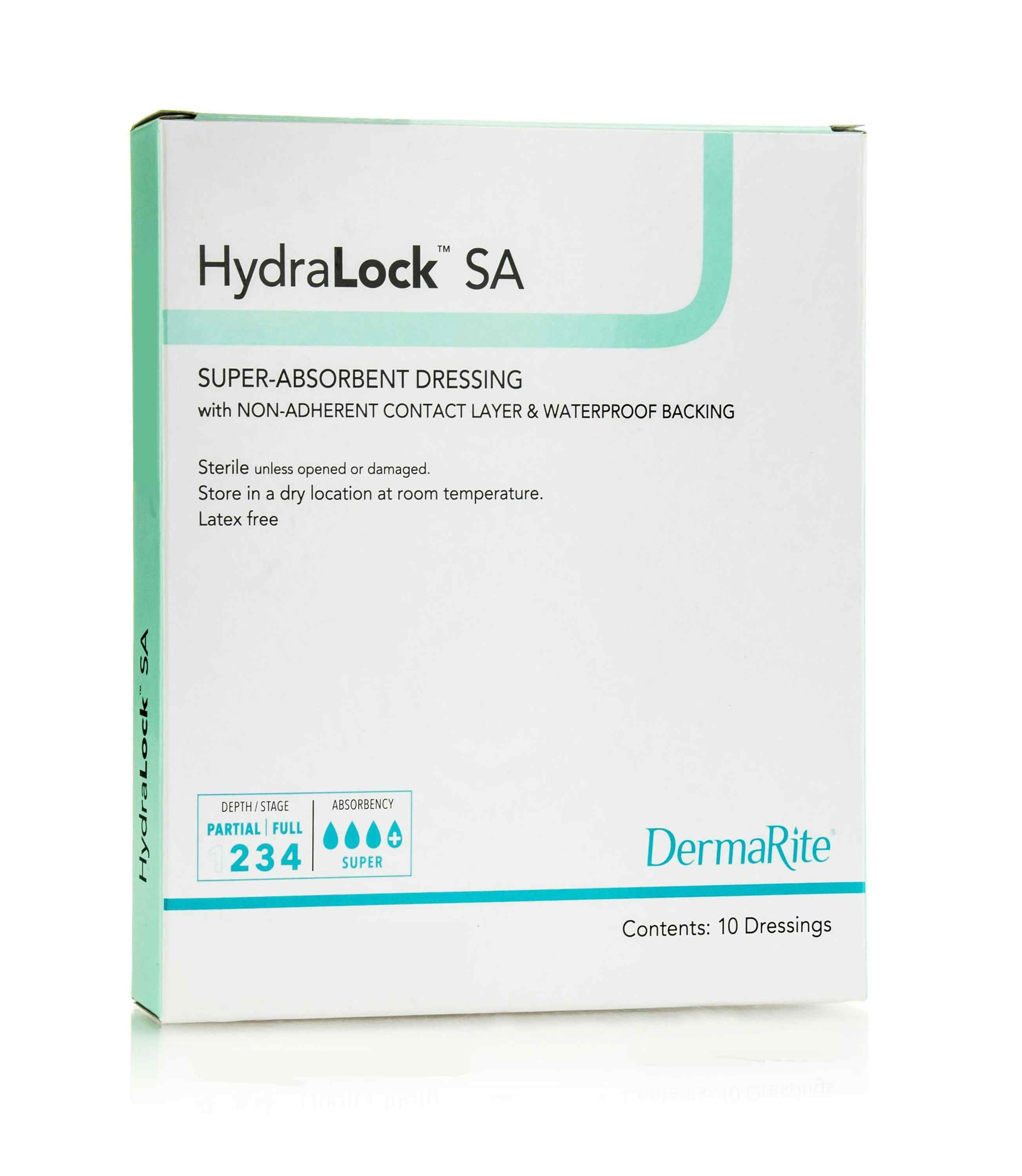 HydraLock SA Super-Absorbent Dressing with Non-Adherent Contact Layer & Waterproof Backing, 6 X 10"