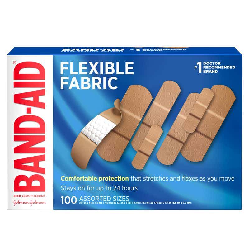 Band-Aid Adhesive Bandage, Flexible Fabric, Assorted